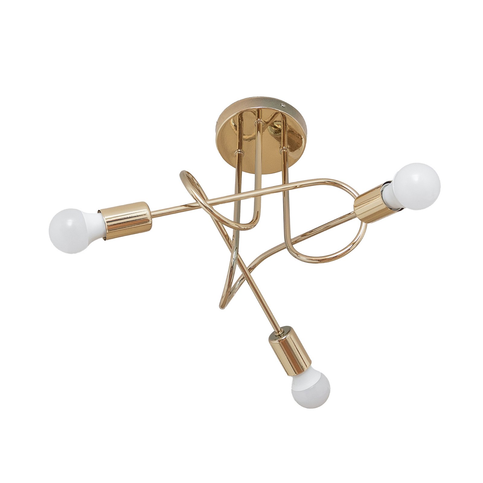 Plafonnier Oxford, doré, à 3 lampes, Ø 44 cm, métal