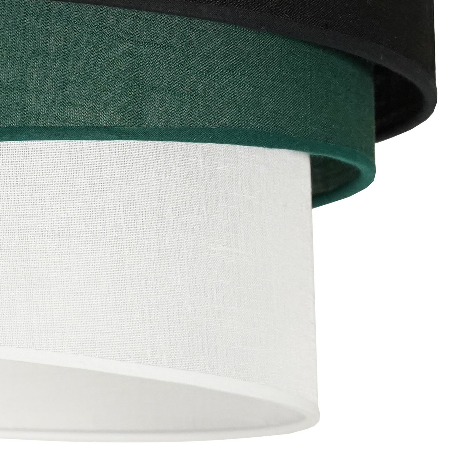 Euluna pendant light Trio, black/green/white, textile, Ø 45 cm