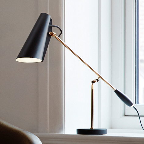 Lampa stołowa BIRDY w stylu retro, czarny/miedz.