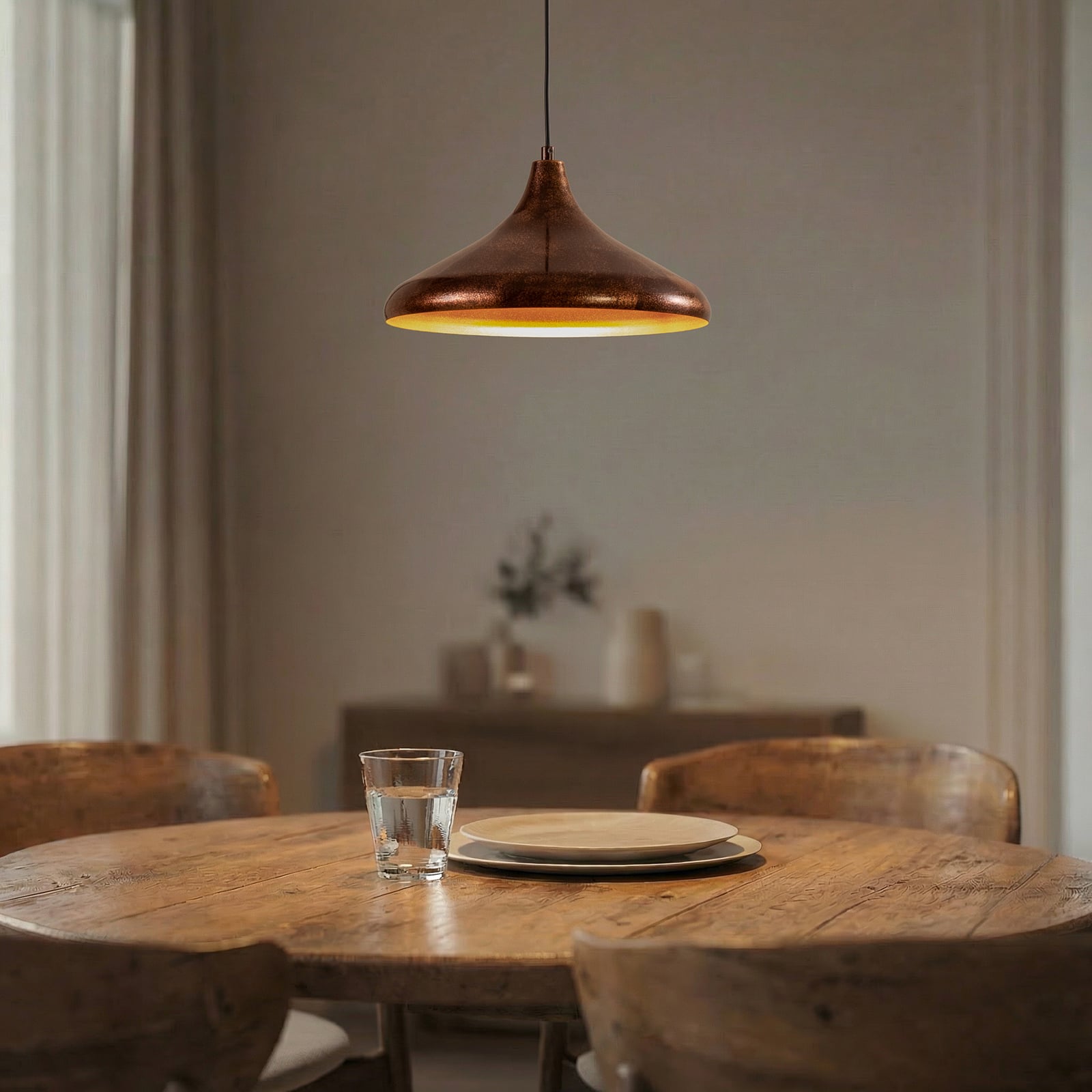 Claus pendant light, copper/gold, Ø 35 cm, metal