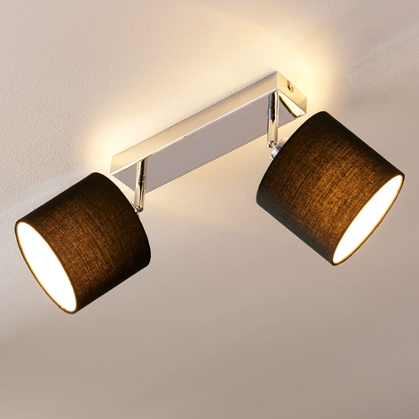 LED-Deckenlampe mit Stoffschirm, 2-flammig schwarz
