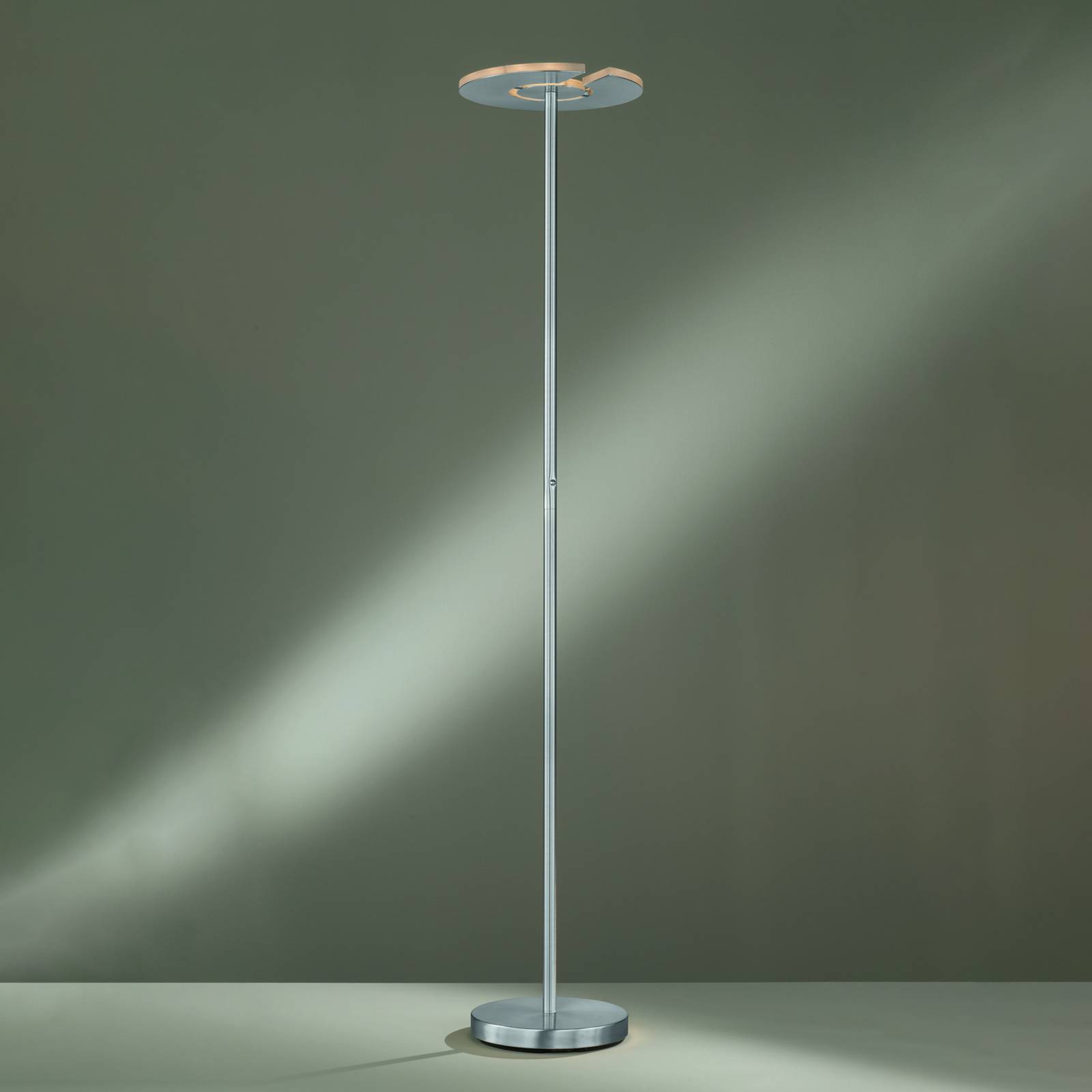 Lampa stojąca LED Dent, nikiel matowy/chrom, 180 cm, CCT, 1-punktowa.