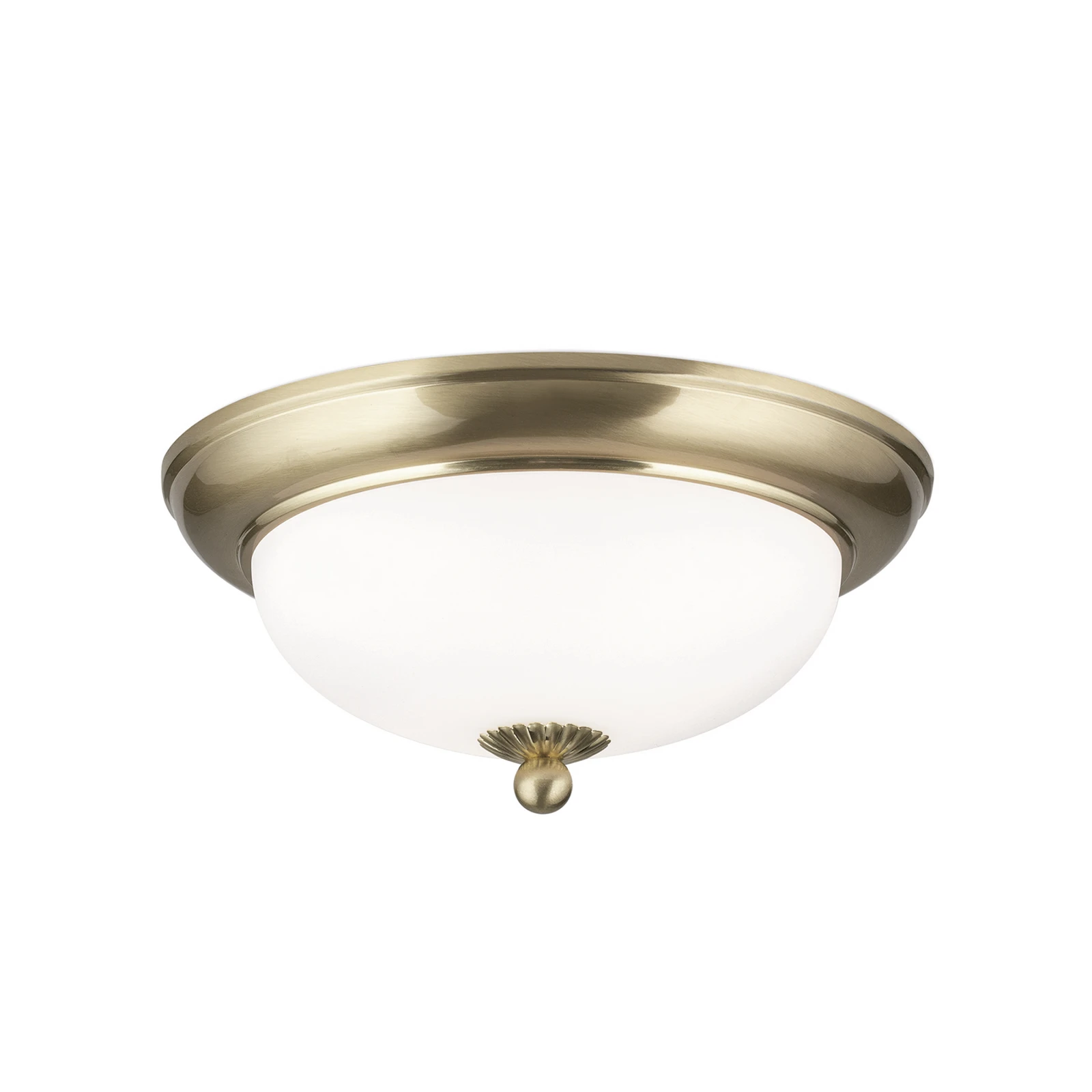 Empire plafondlamp, Ø 26,5 cm, messing, mat opaalglas