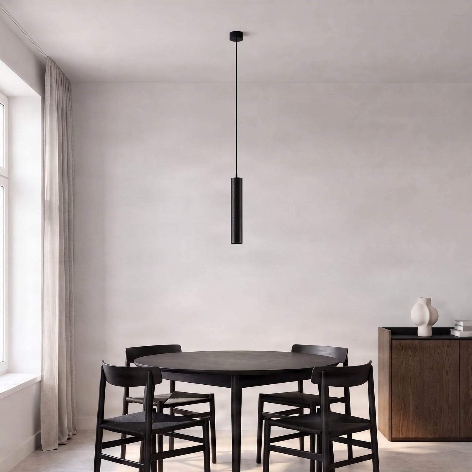Arcchio Ejona pendant light, height 35 cm, black, aluminium