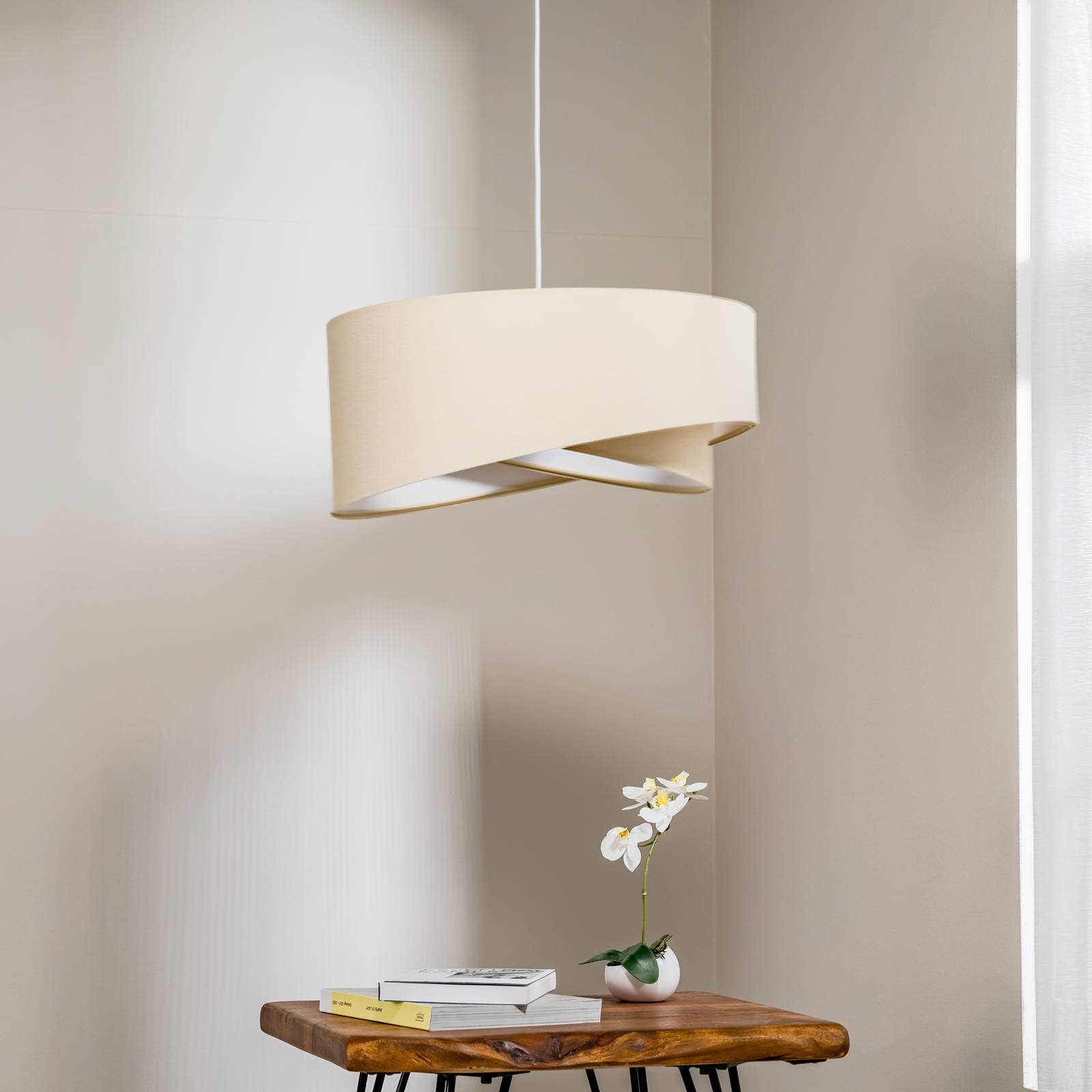 Lampa wisząca Vivien, dwukolorowa, beżowo-biała