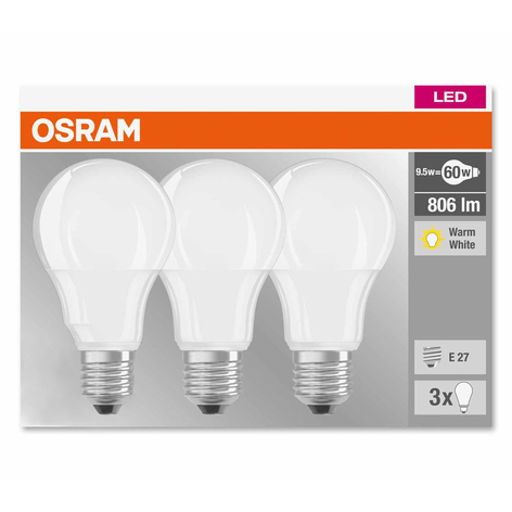 E27 9,5W 827 matt LED-lampa, 3-pack
