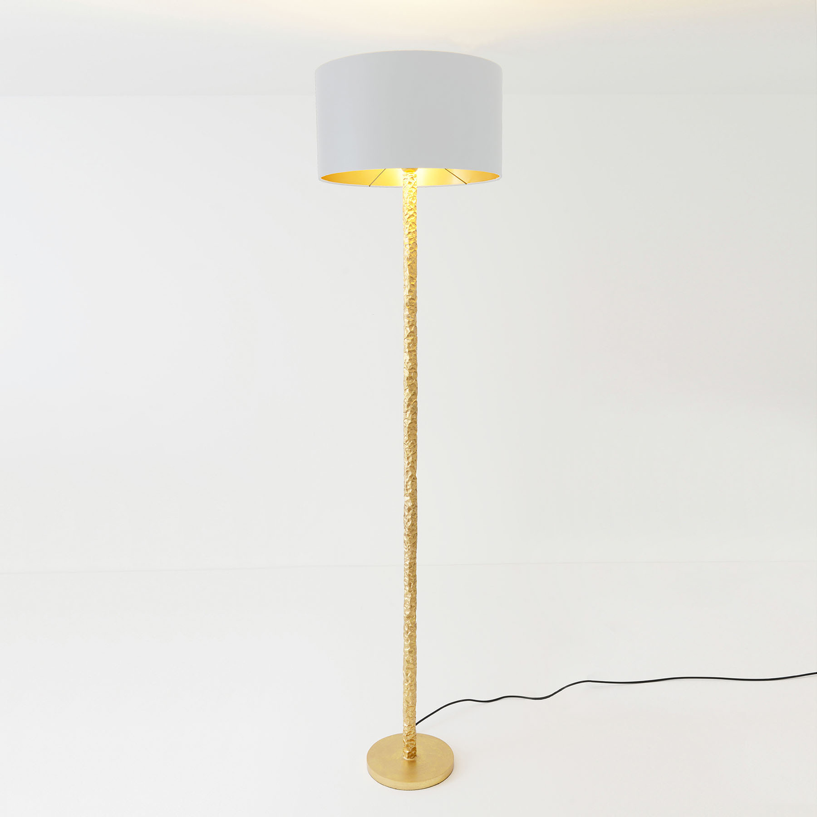 Lámpara de pie Cancelliere Rotonda seda blanco/oro