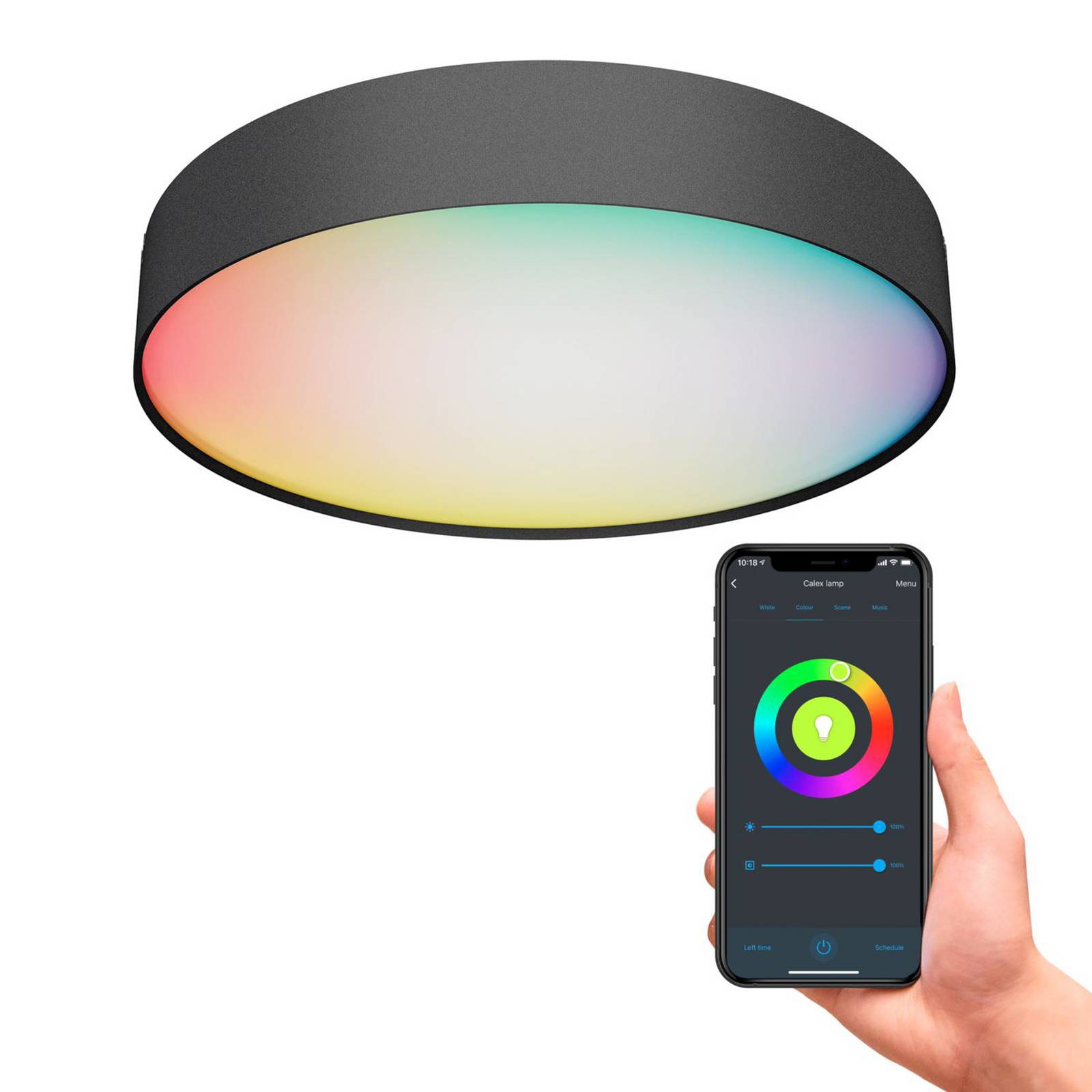 Lampa sufitowa LED Calex Smart Fabric, Ø 40 cm, RGBW, ściemniana