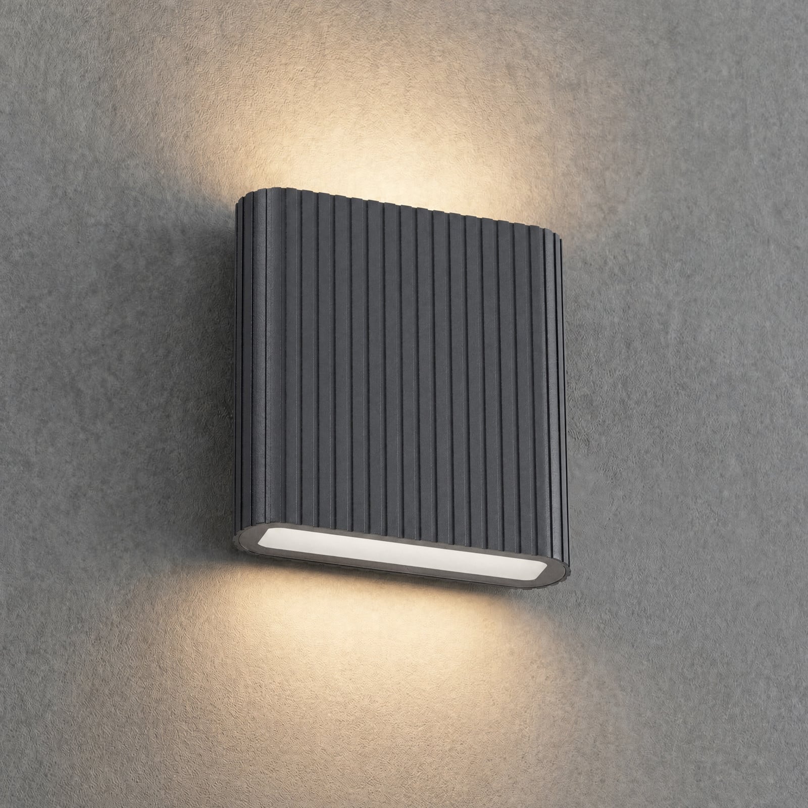 Raija udendørs LED-væglampe, antracit, 19 cm, CCT – Lucande - Moderne - Aluminium - Kantet