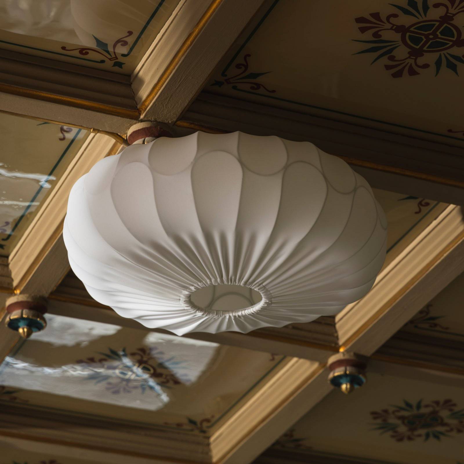 Globen Lighting Plafonnier BLADVERK, blanc, Ø 50 cm, textile