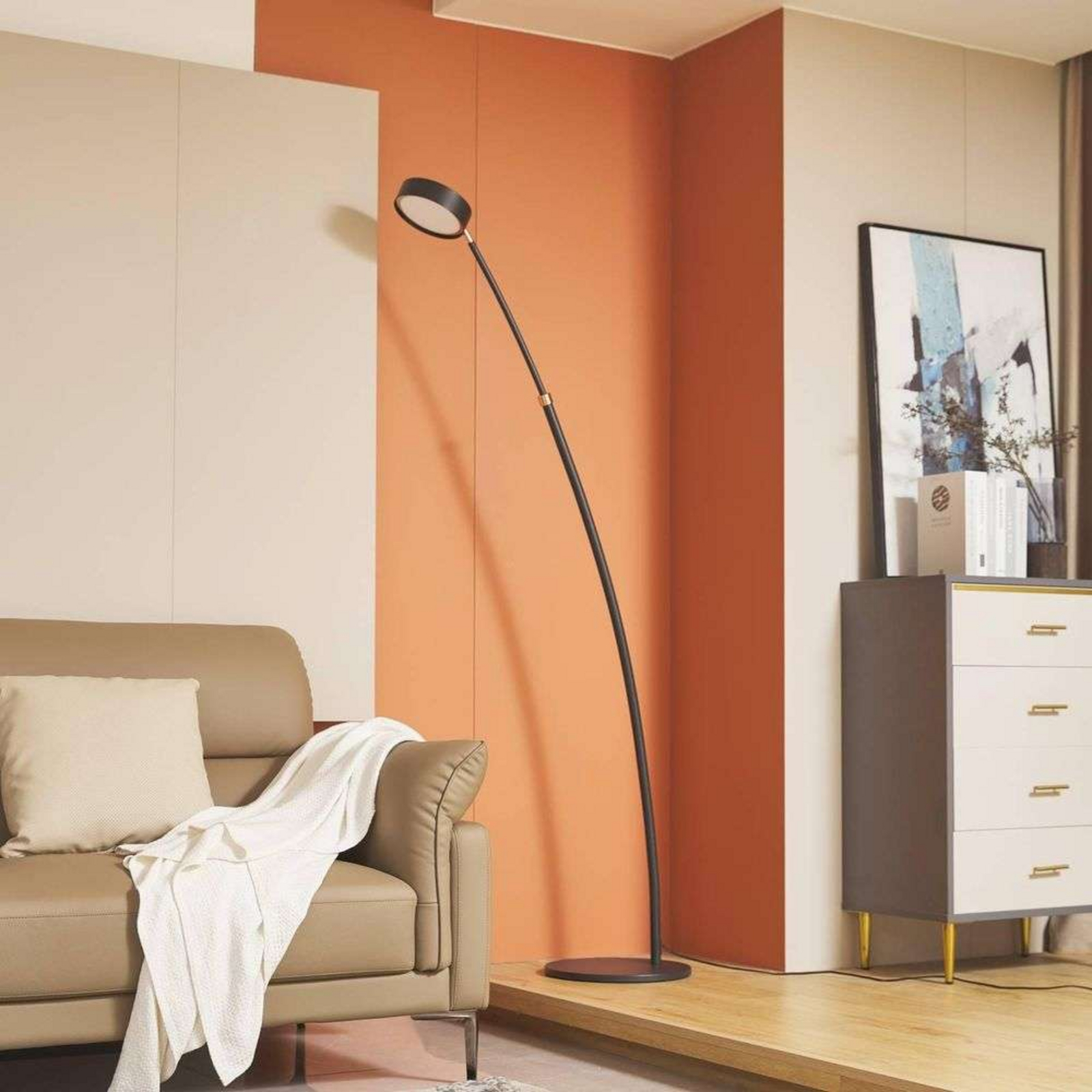 Boga LED Vloerlamp Zwart - Lucande