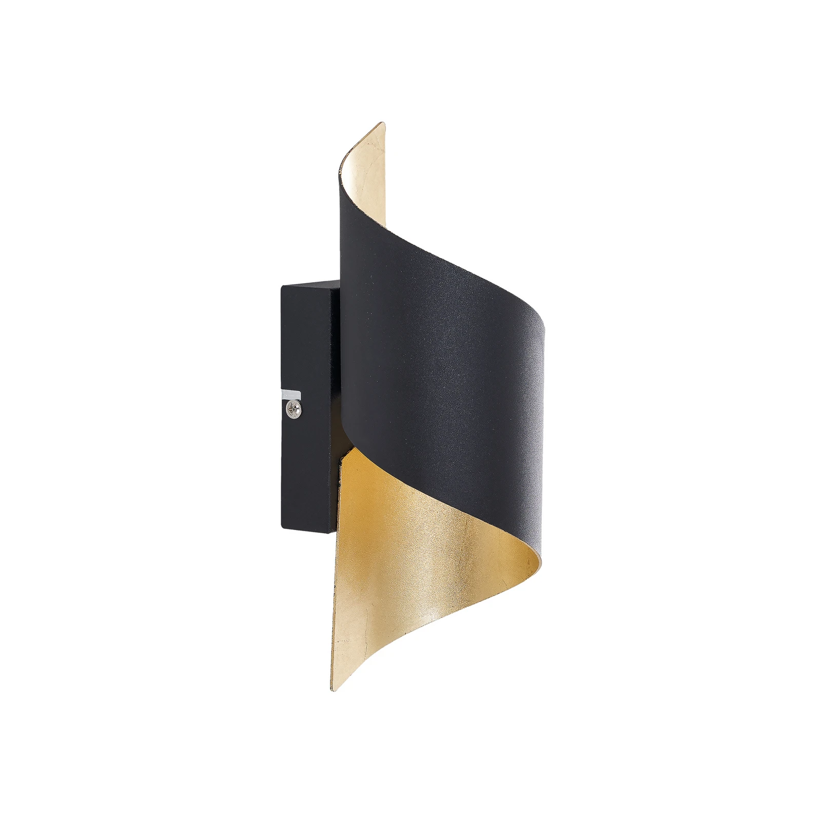 Aplique de pared Lindby Desirio, negro/oro, 24cm, metal