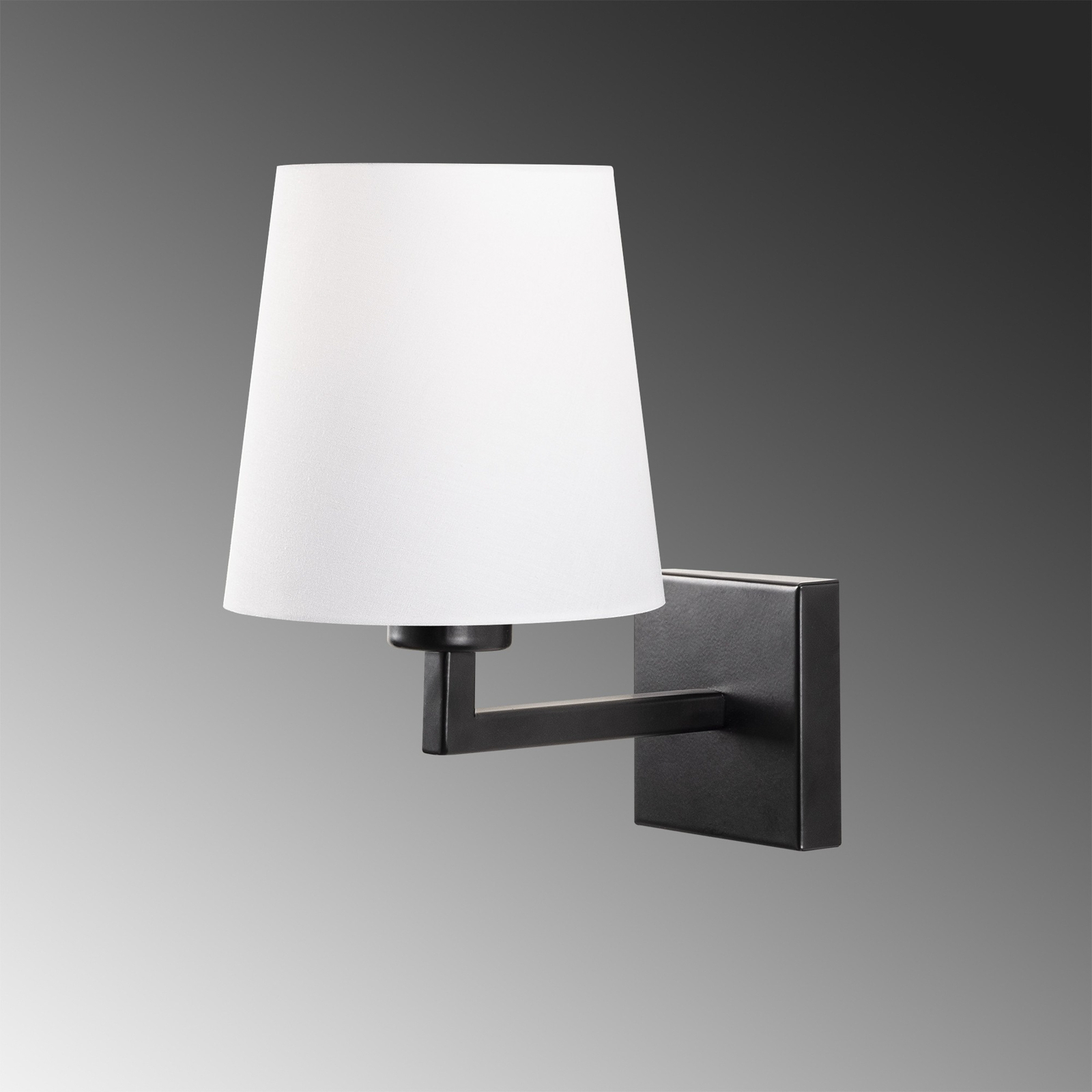 Wandlampe Profil 4659, schwarz, weißer Stoffschirm
