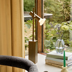 Набор настолни лампи, цвят месинг, височина 60 см, желязо/стъкло