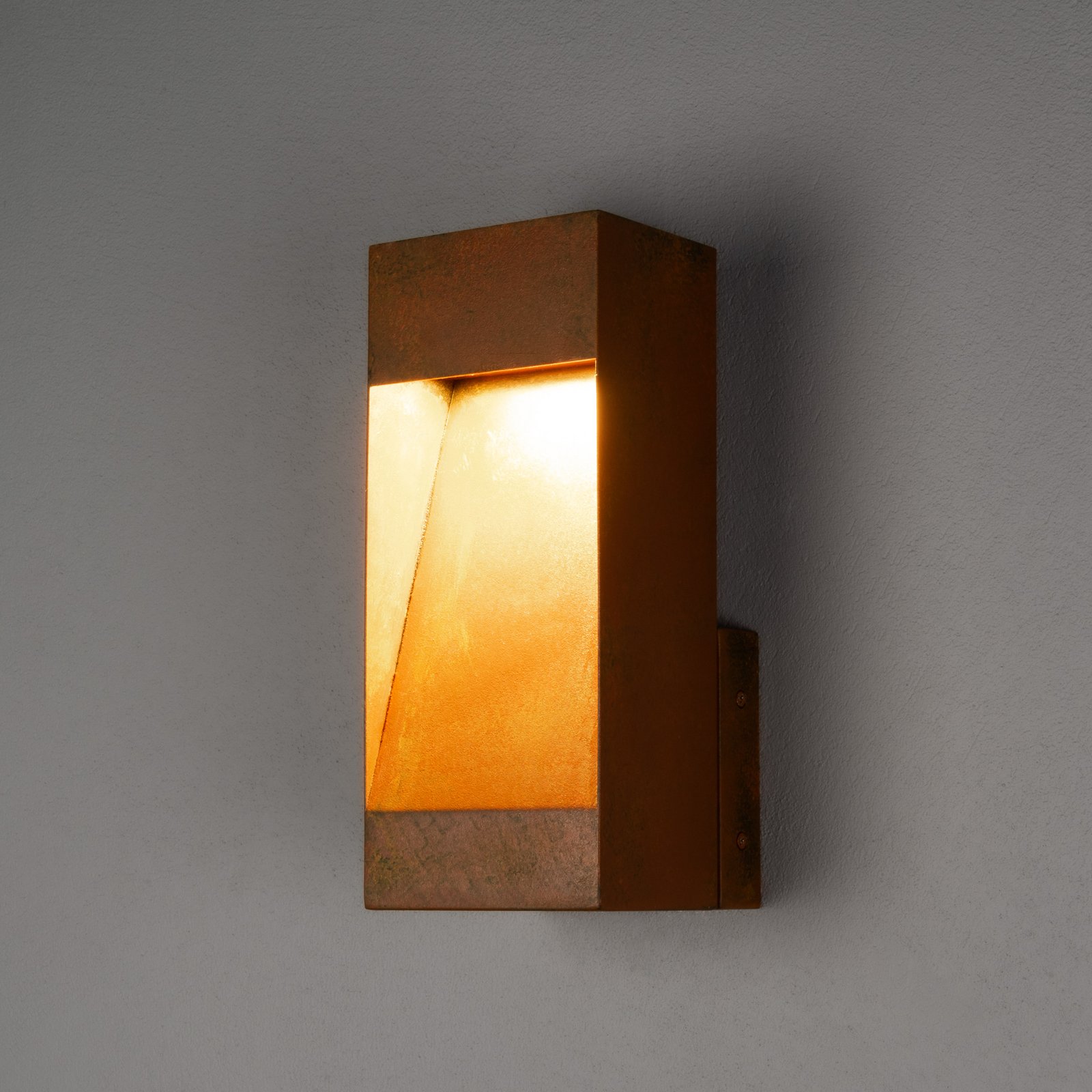 LED-Außenwandlampe Rho, rostfarben, Höhe 28 cm, Metall, IP54