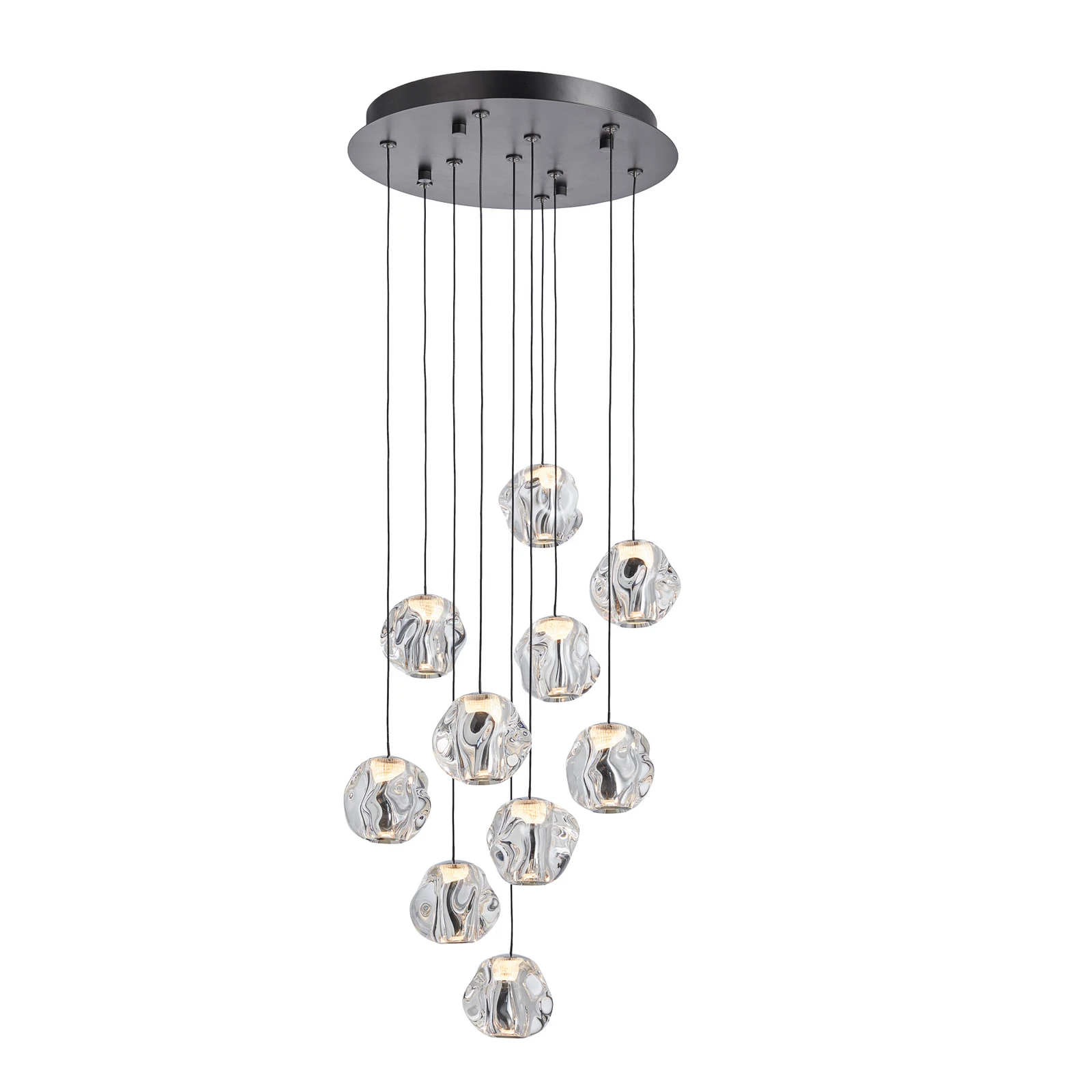 LOOM DESIGN LED závěsné svítidlo Ice Ball, chrom/čiré 10 světelných zdrojů