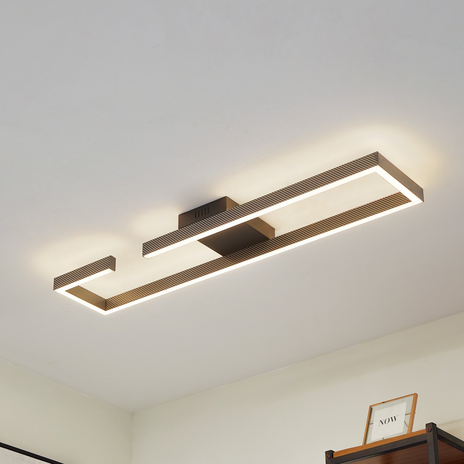 Lucande LED ceiling light Yvor, 100 cm, black, aluminium