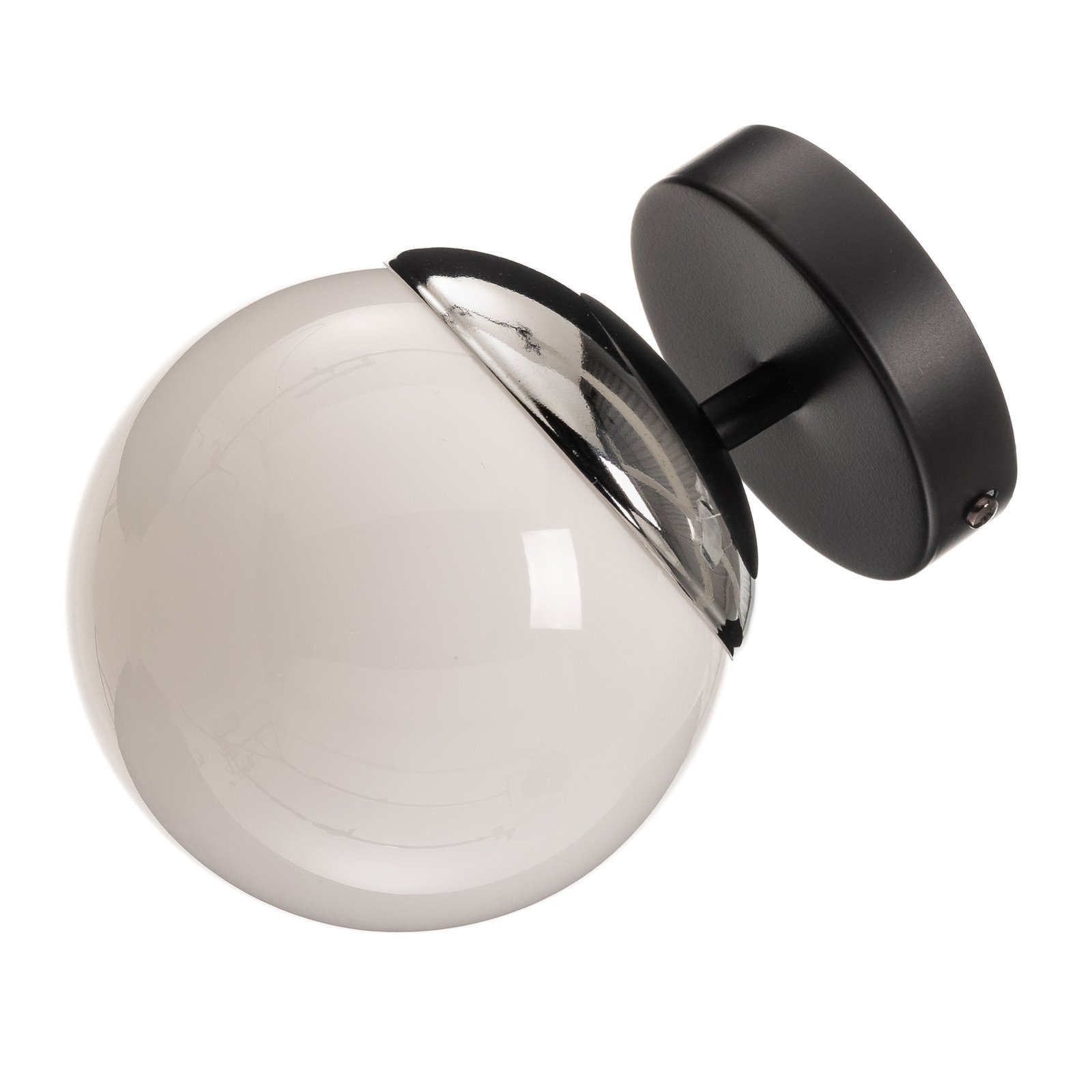 Vegglampe Sfera 1 lyskilde glass/krom/svart