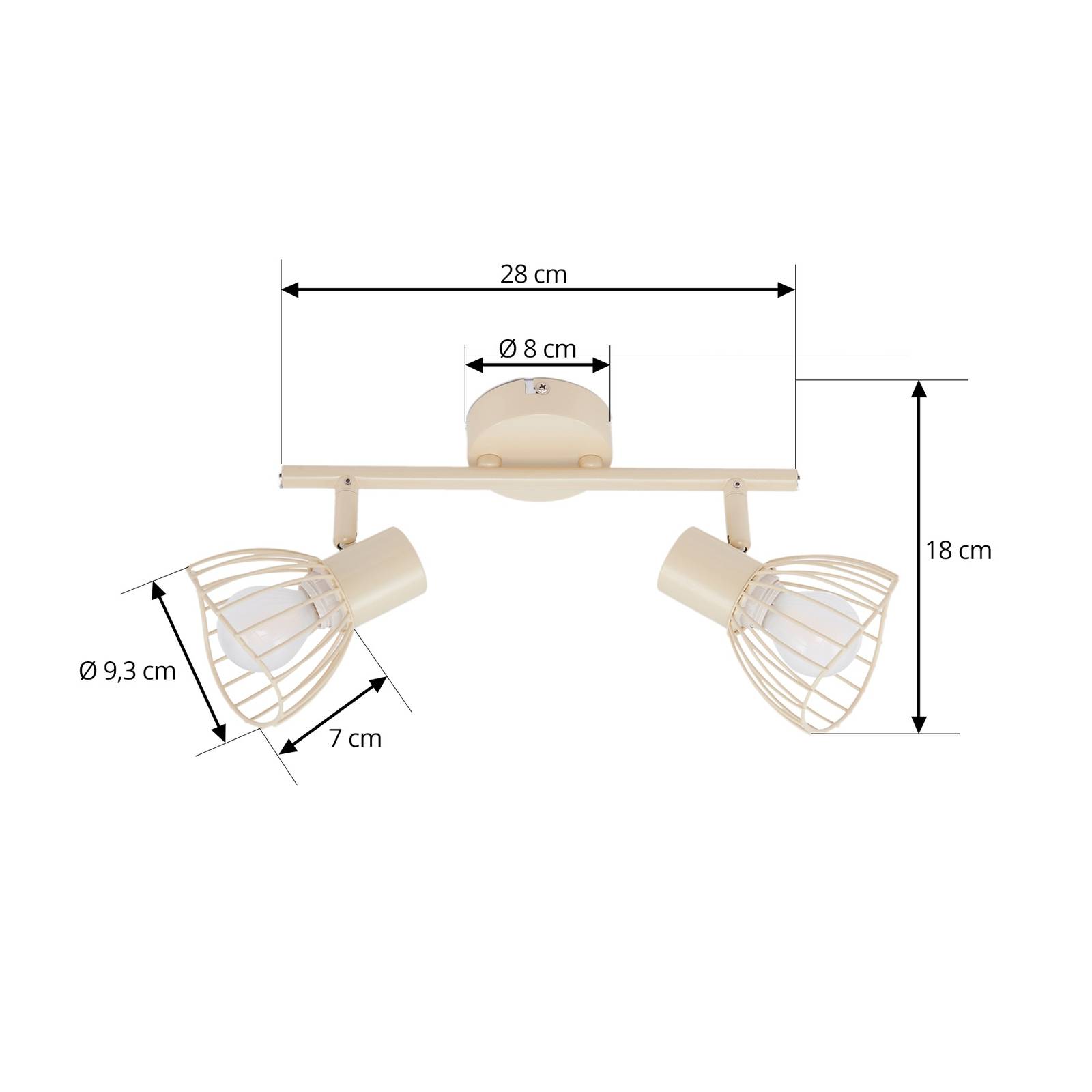 Lampa sufitowa Lindby Piena, beżowa, 2-punktowa, metal, 39cm