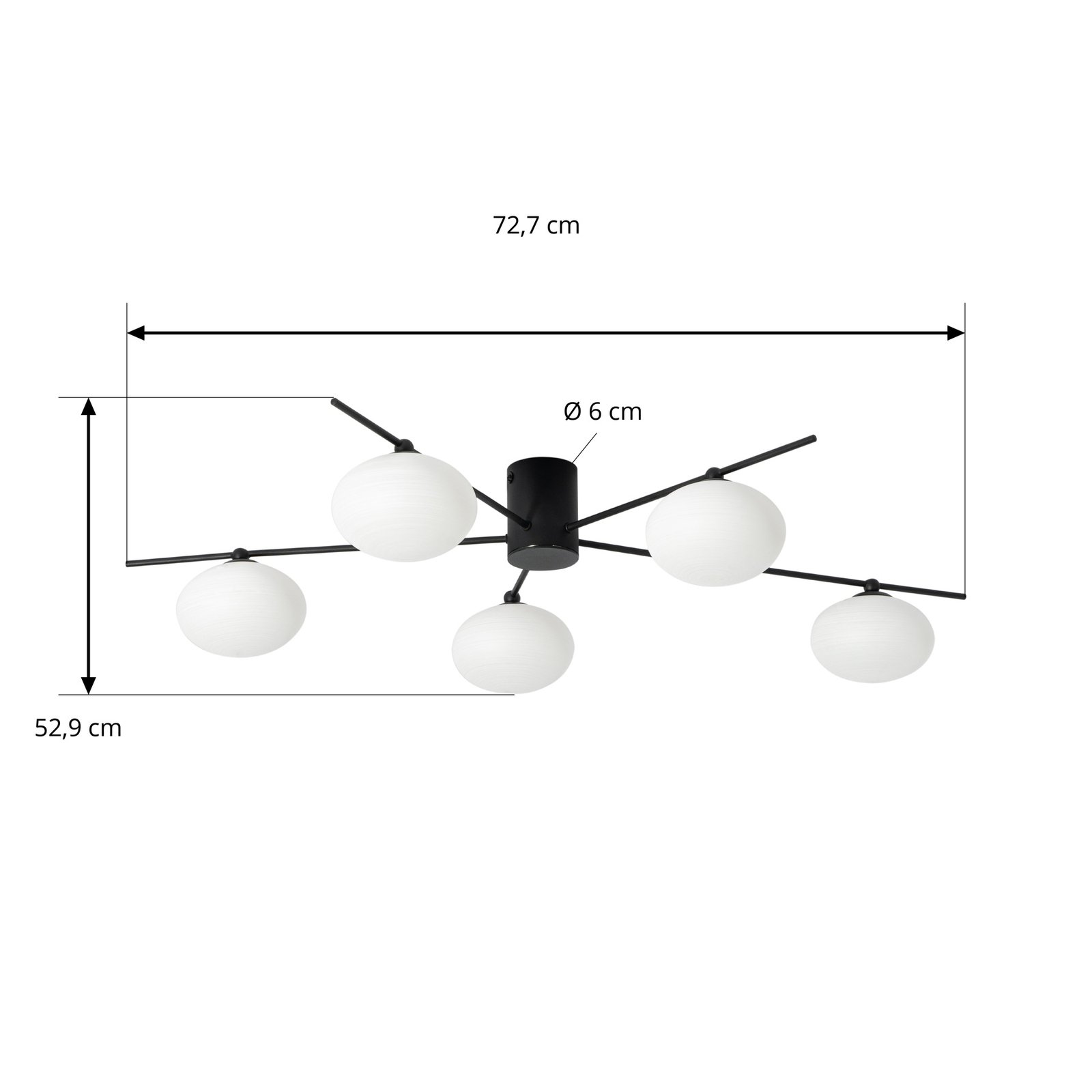 Lindby Valisa taklampa, svart, 5-ljus