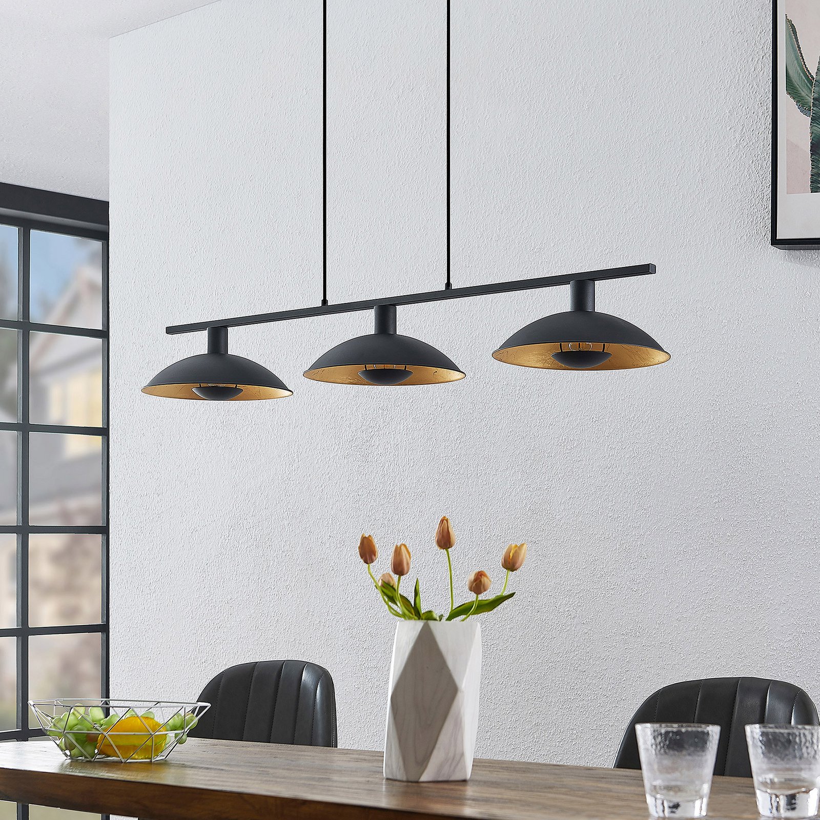 Narisara Long Pendant Black/Gold - Lindby