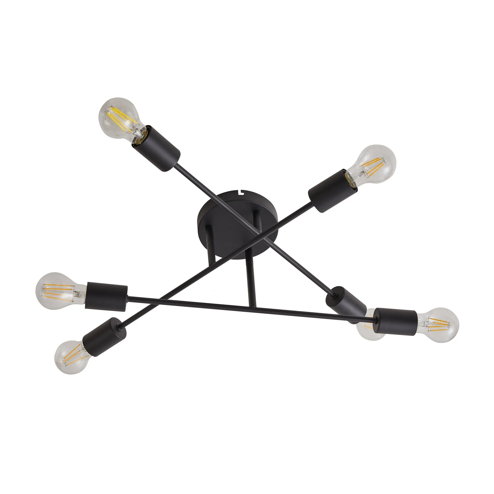 Lindby Estar stropna svjetiljka, crna, metal, 6-svjetiljkasta, Ø56 cm