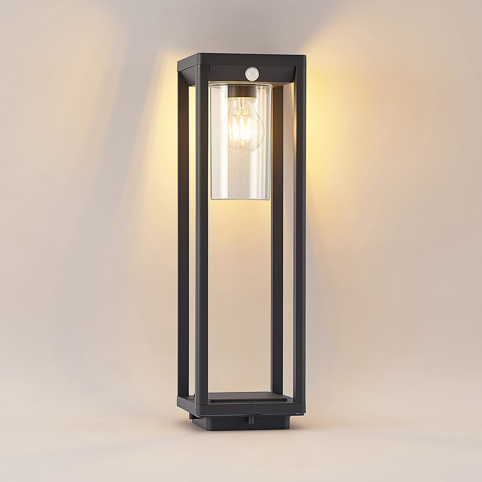 Lindby Abilum pillar light, dark grey, 50 cm