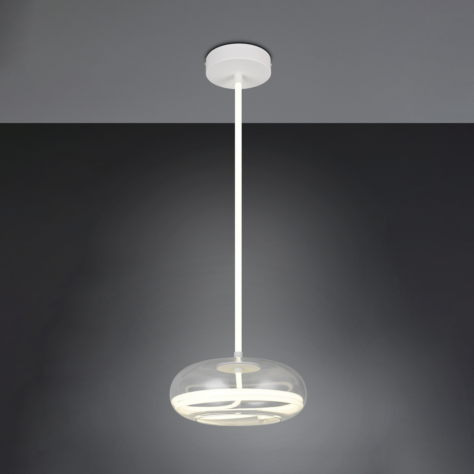 Trio Lighting Lampă suspendată LED Tarsia alb mat Ø 40 cm sticlă - Camera de zi / sufragerie - Modern