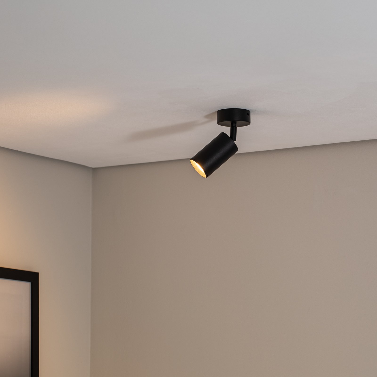 Spot pour plafond Sado noir acier, ajustable 1 lampe ronde