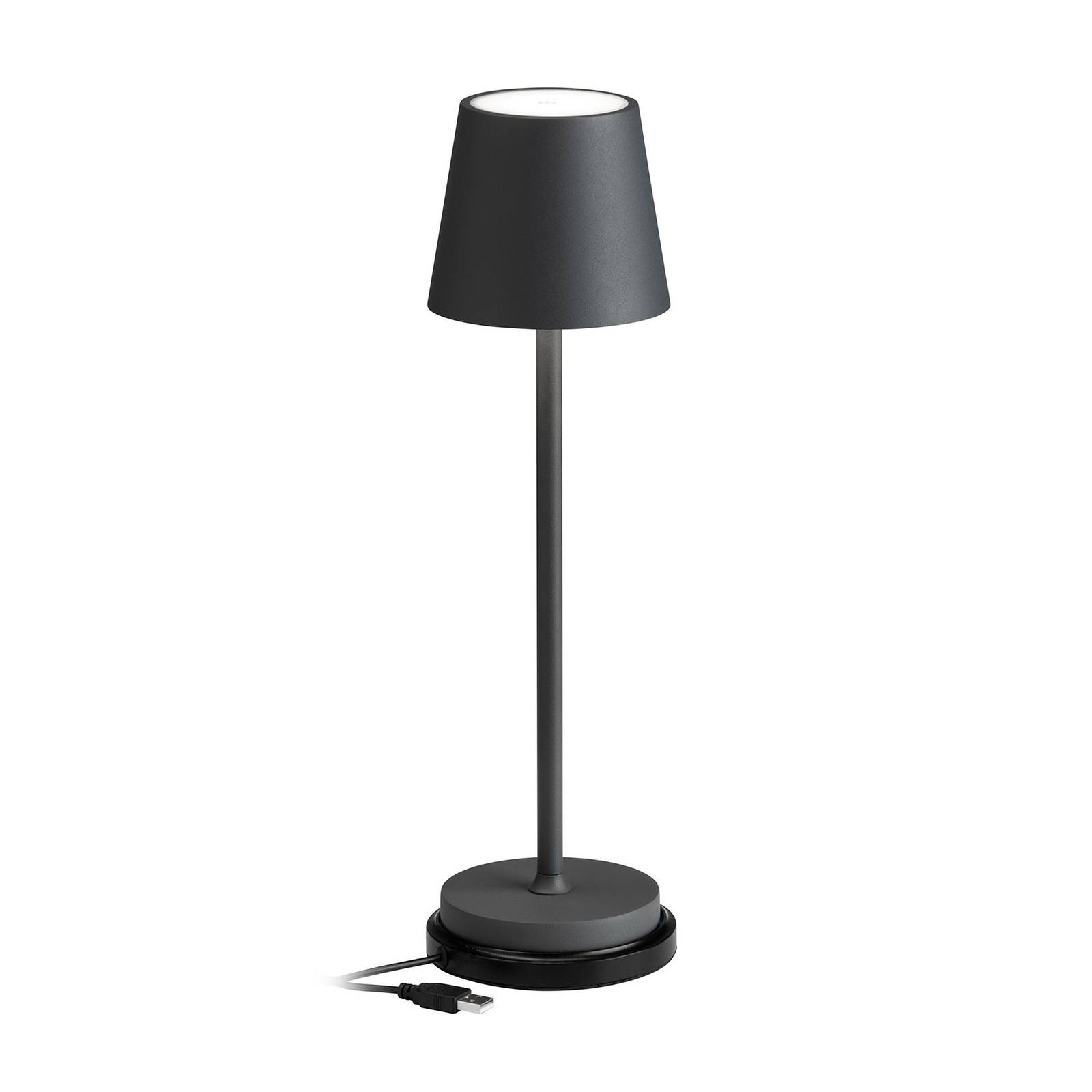 Lampa stołowa LED 5099, akumulator IP54 ściemniany grafitowy