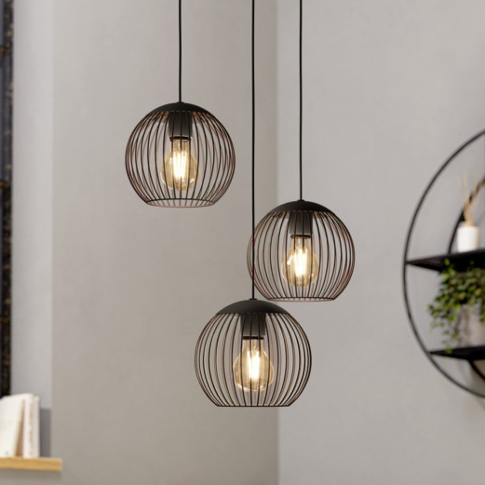 Suspension EGLO ALMANZORA, Ø 47 cm, à 3 lampes, noir, E27