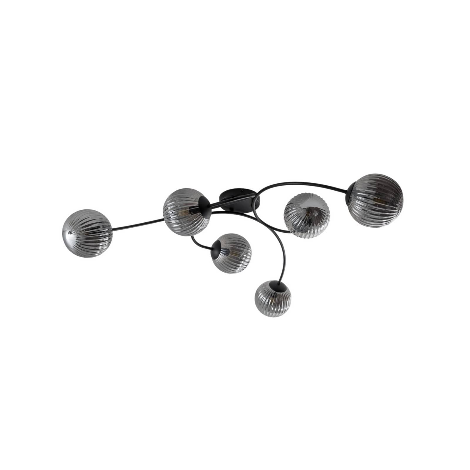 Deckenlampe Vibra, rauchgrau/schwarz, Länge 97 cm, 6-flg.