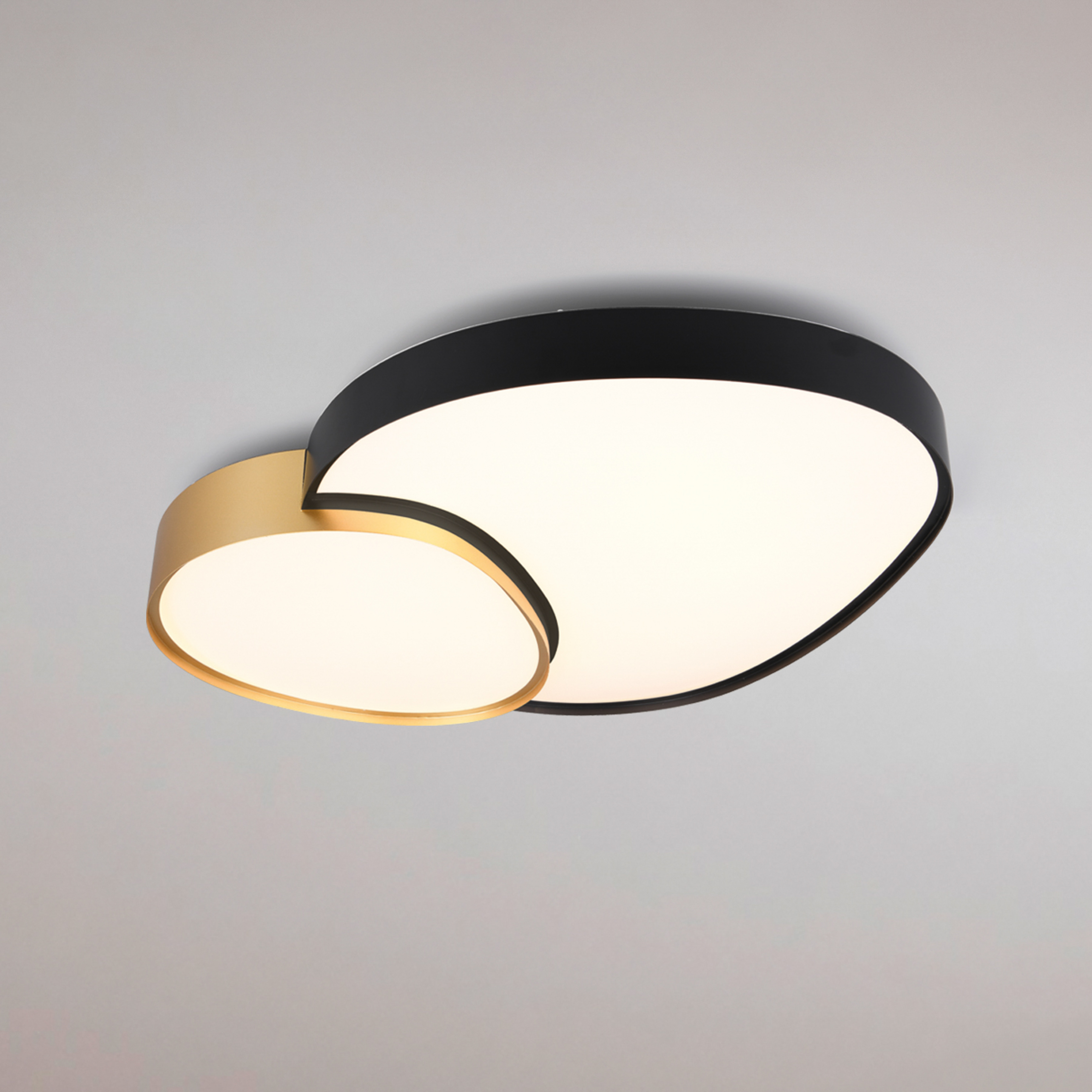 LED-Deckenlampe Rise, schwarz-gold, 77 x 63 cm, CCT, dimmbar