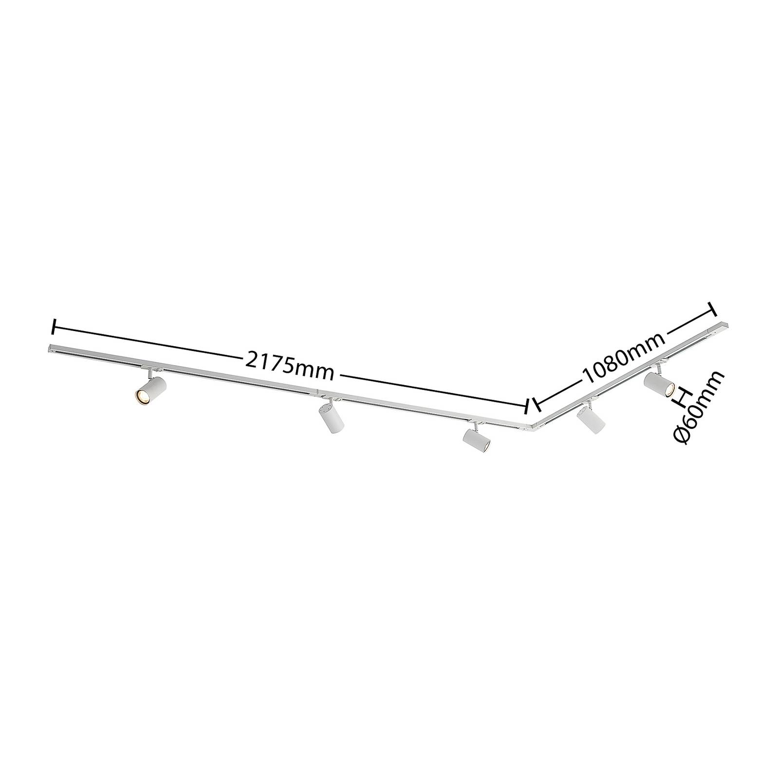 Lindby 1-fazowy system szynowy Linaro, GU10, 5-punktowy, biały