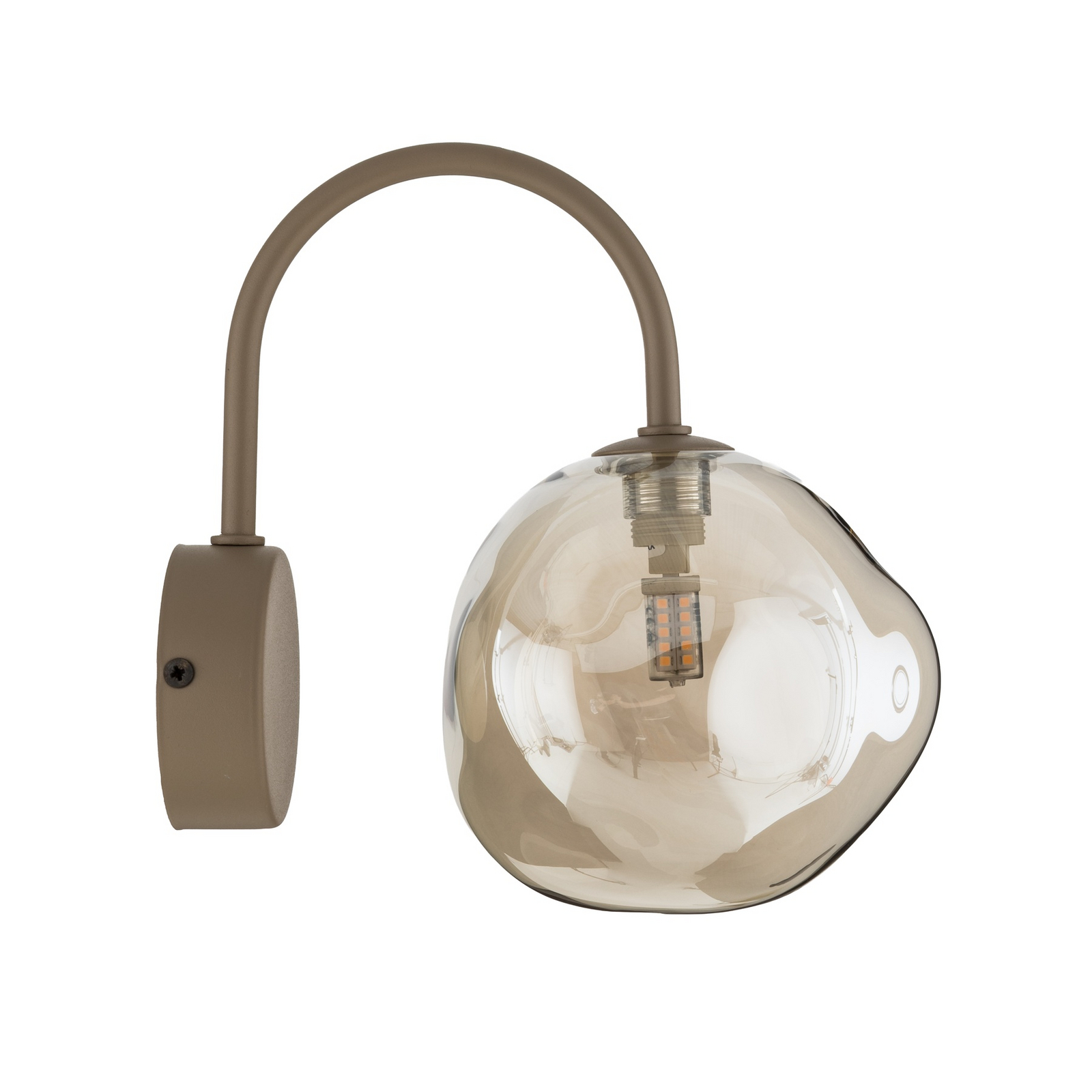 Vegglampe Lava, beige, glass, høyde 21 cm, G9