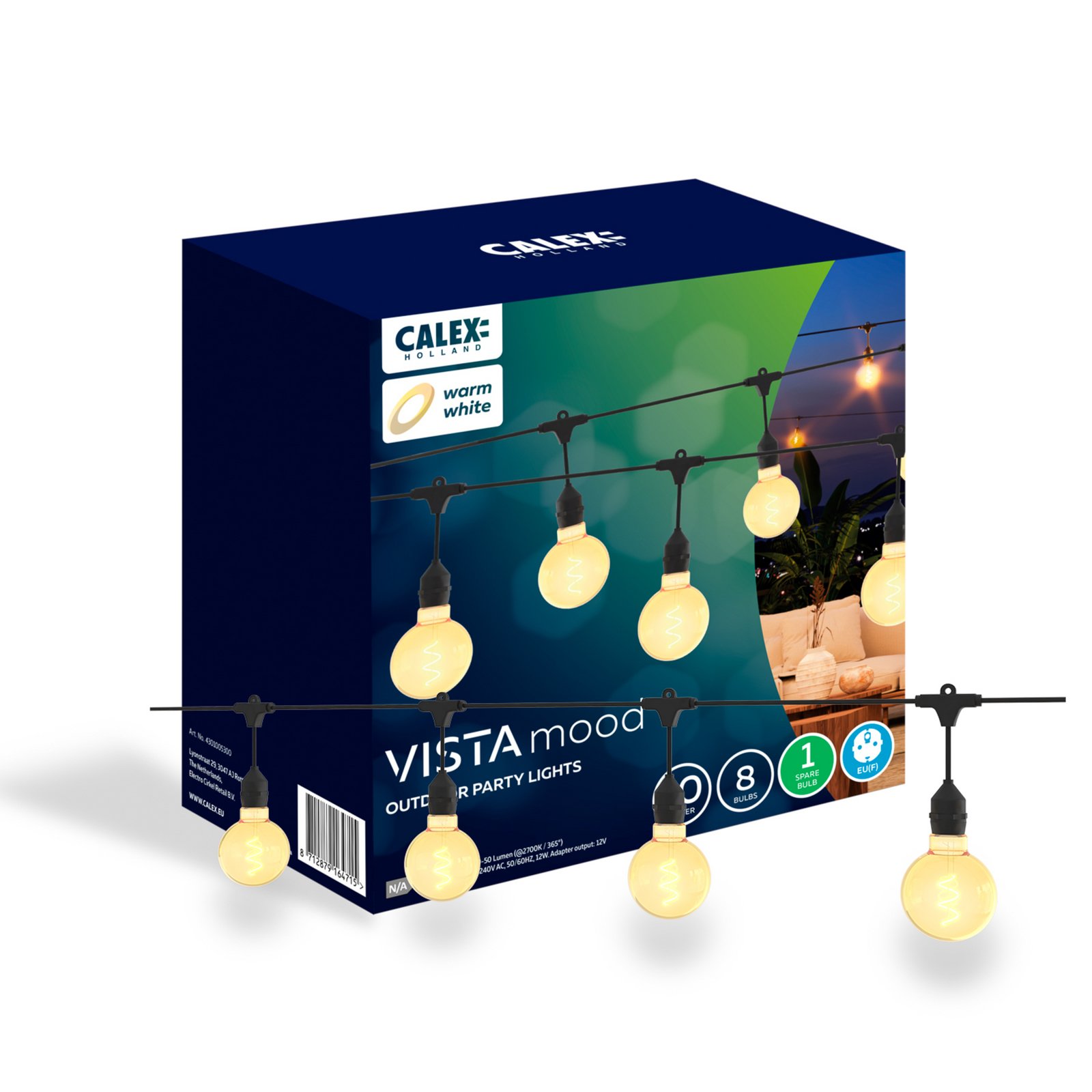 Calex LED-Lichterkette Vista XL Länge 10 m IP44 Remote