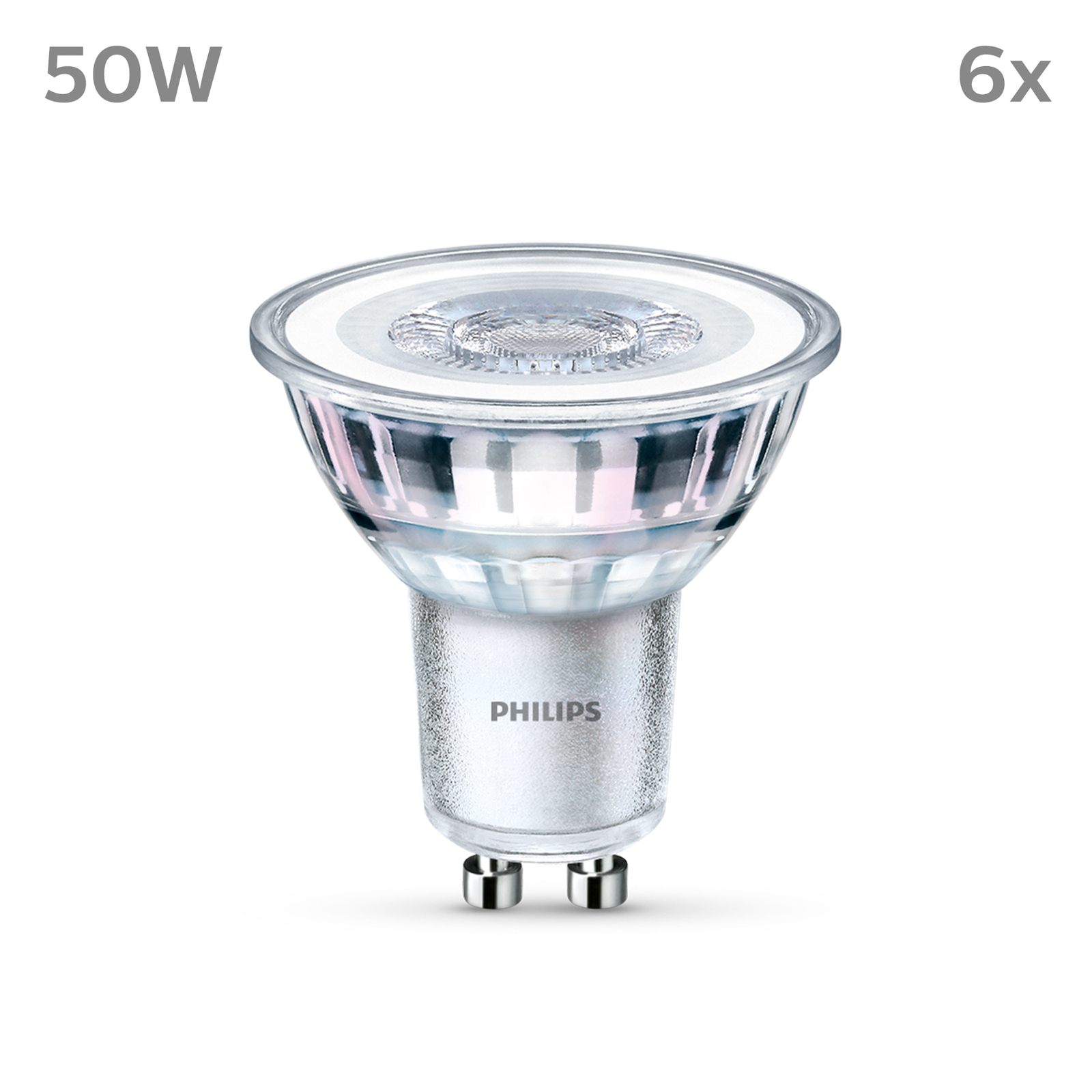 Philips LED-pære GU10 4,6 W 355lm 827 klar 36° 6