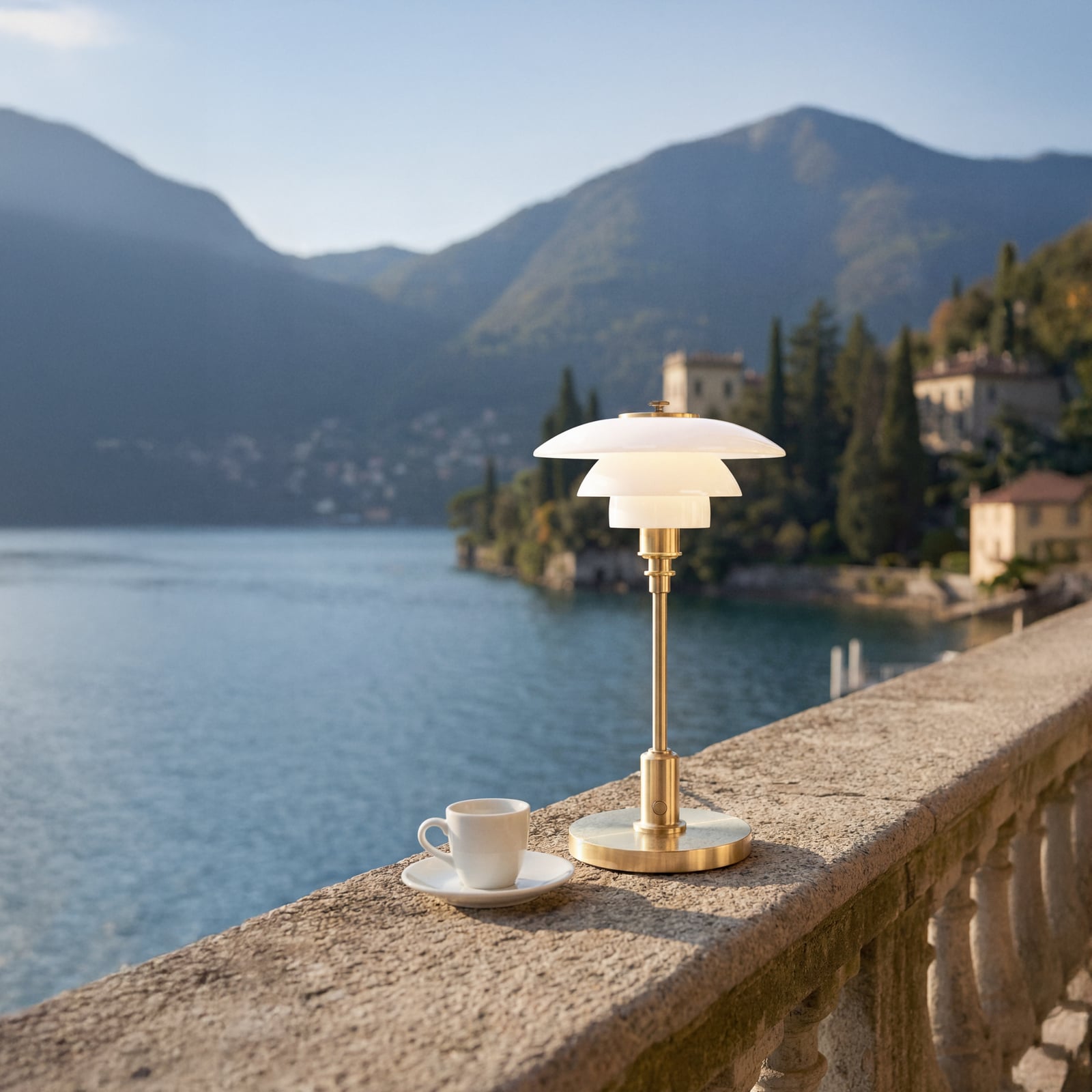 PH 1-1 bærbar bordlampe, messing, IP44 - Louis Poulsen