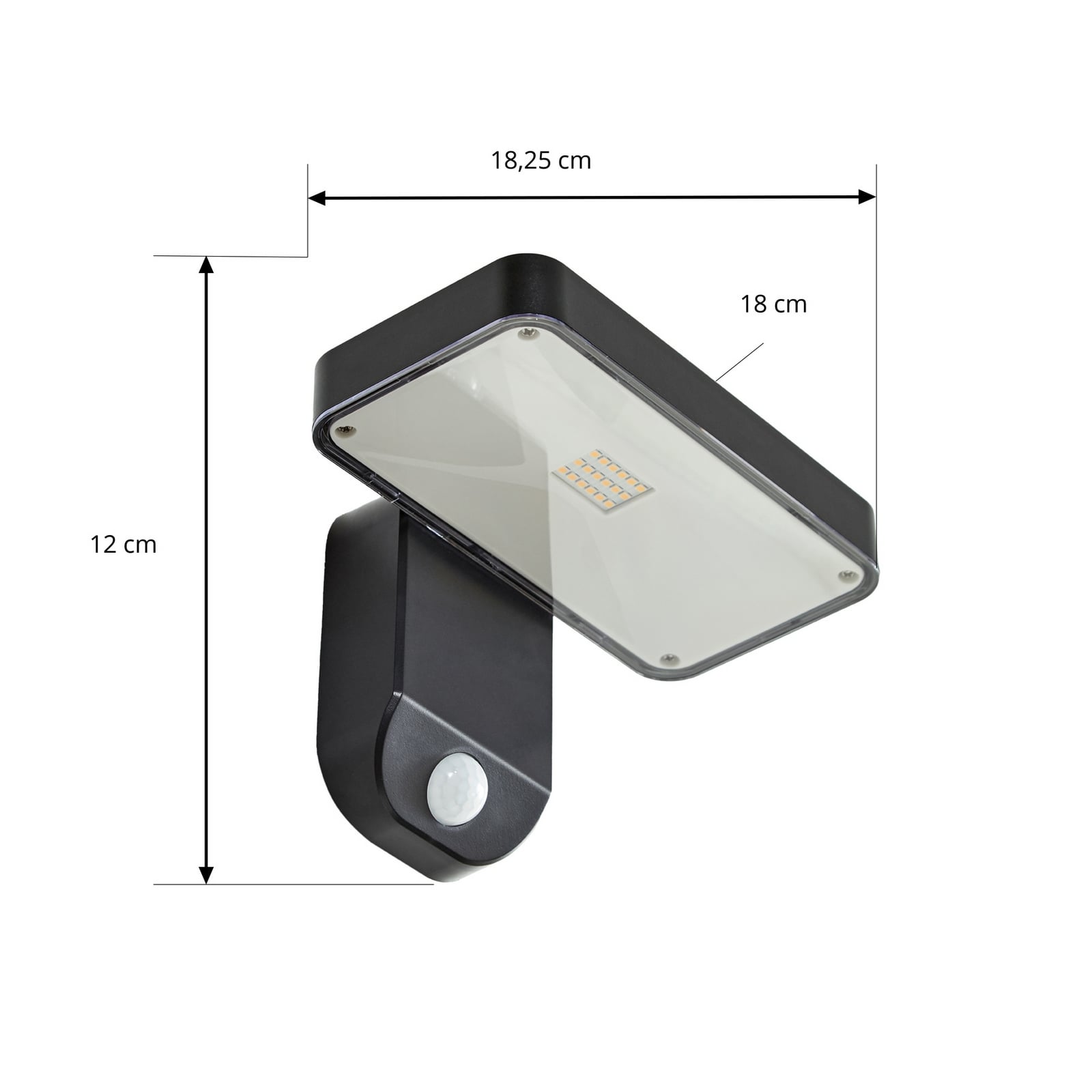 Tarlson LED solar wall lamp, angular, anthracite, sensor - PRIOS