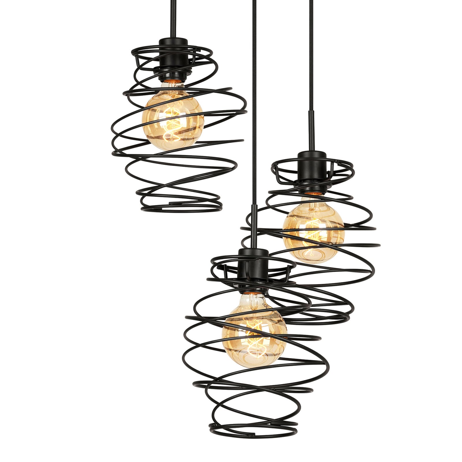 Brilonger Black Steel 4870 pendant light, three-bulb, for Living / Dining Room, metal, E27, 60 W, energy efficiency: A++