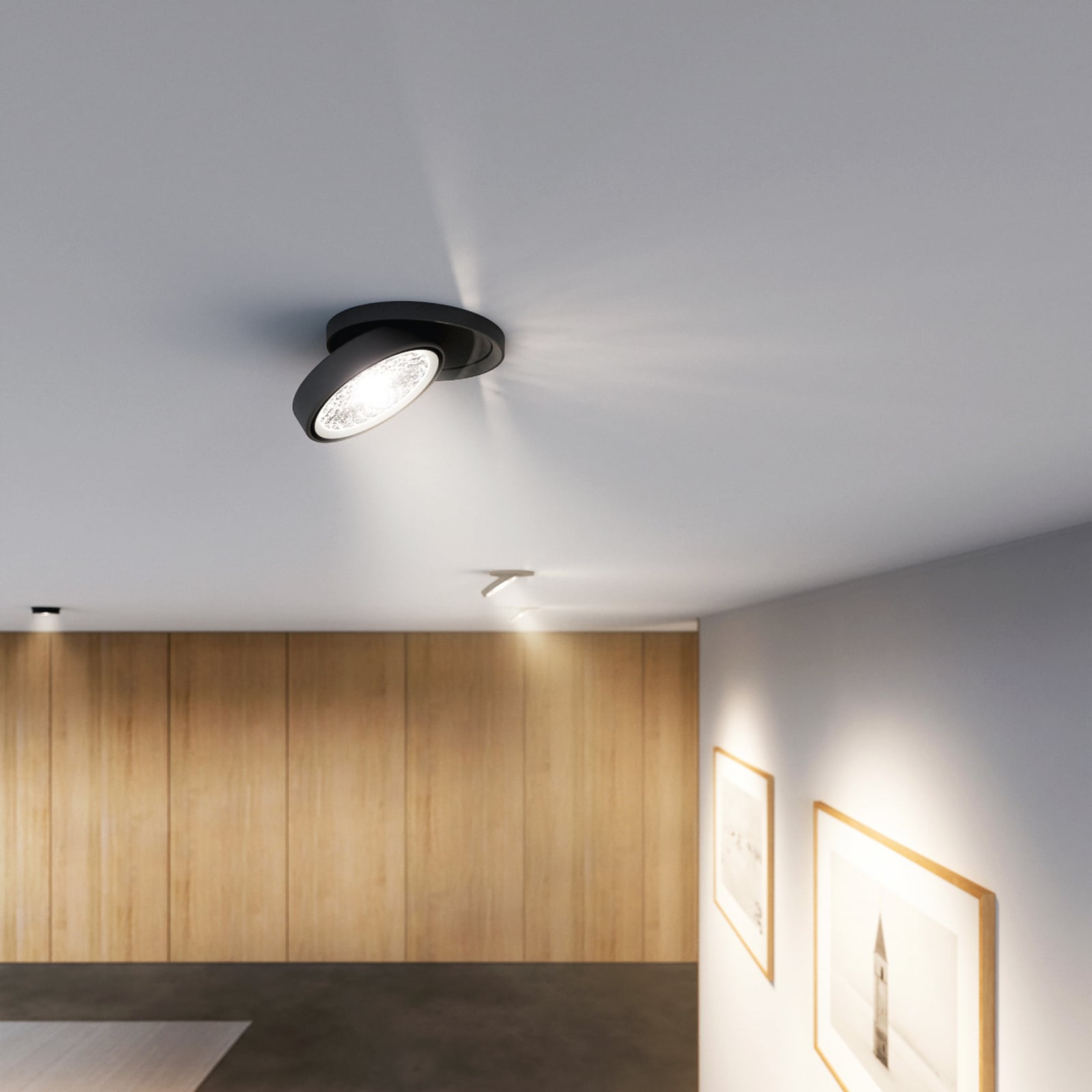 Spot encastré LED Nivo noir 50° 11 cm, orientable et à intensité variable -