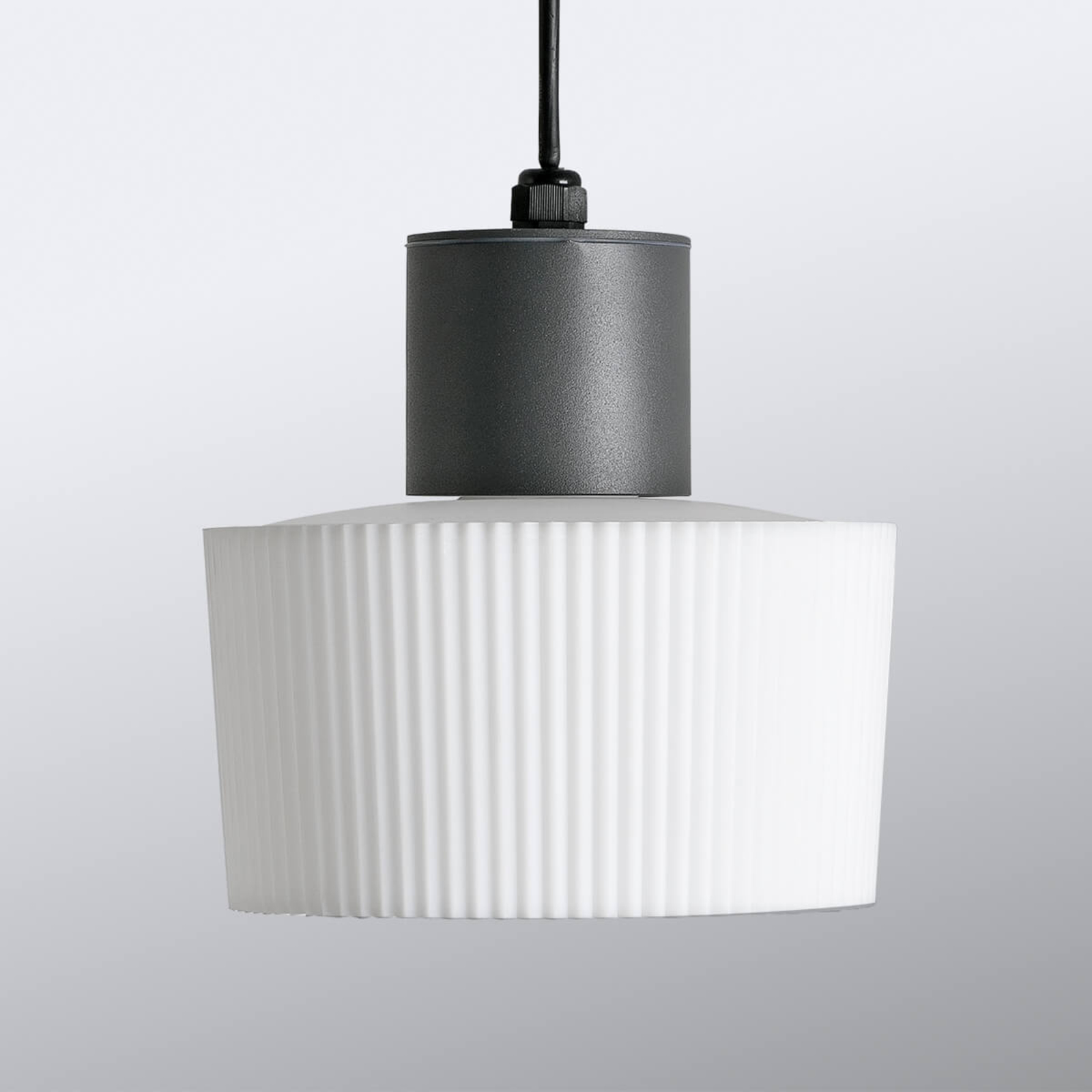 FARO BARCELONA Muffin outdoor hanging light, fluted lampshade, die-cast aluminium, PMMA, E27, 20 W, energy efficiency: A++, H: 13 cm