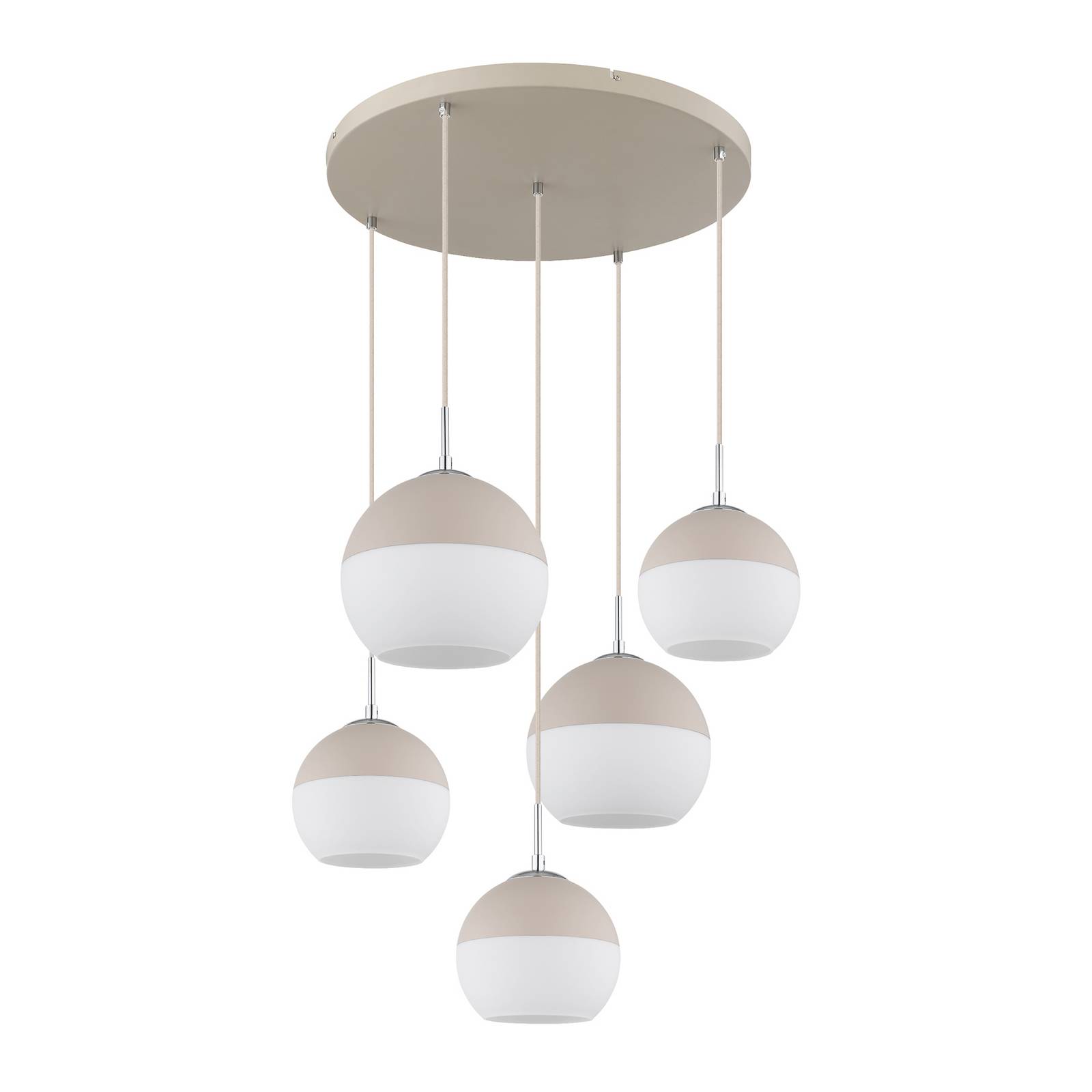Hängeleuchte Ragusa, Ø 75 cm, sand/weiß, Metall, 5-flg.