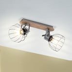 Lampa sufitowa Sambatello, 2-pkt., brązowa/srebrna