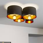 Lindby Laurenz plafondlamp, 4-lamps, zwart-goud
