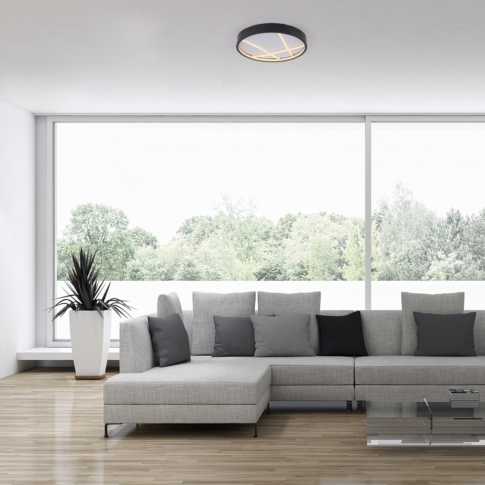 JUST LIGHT. LED plafondlamp Mikado, Ø 40 cm, zwart 