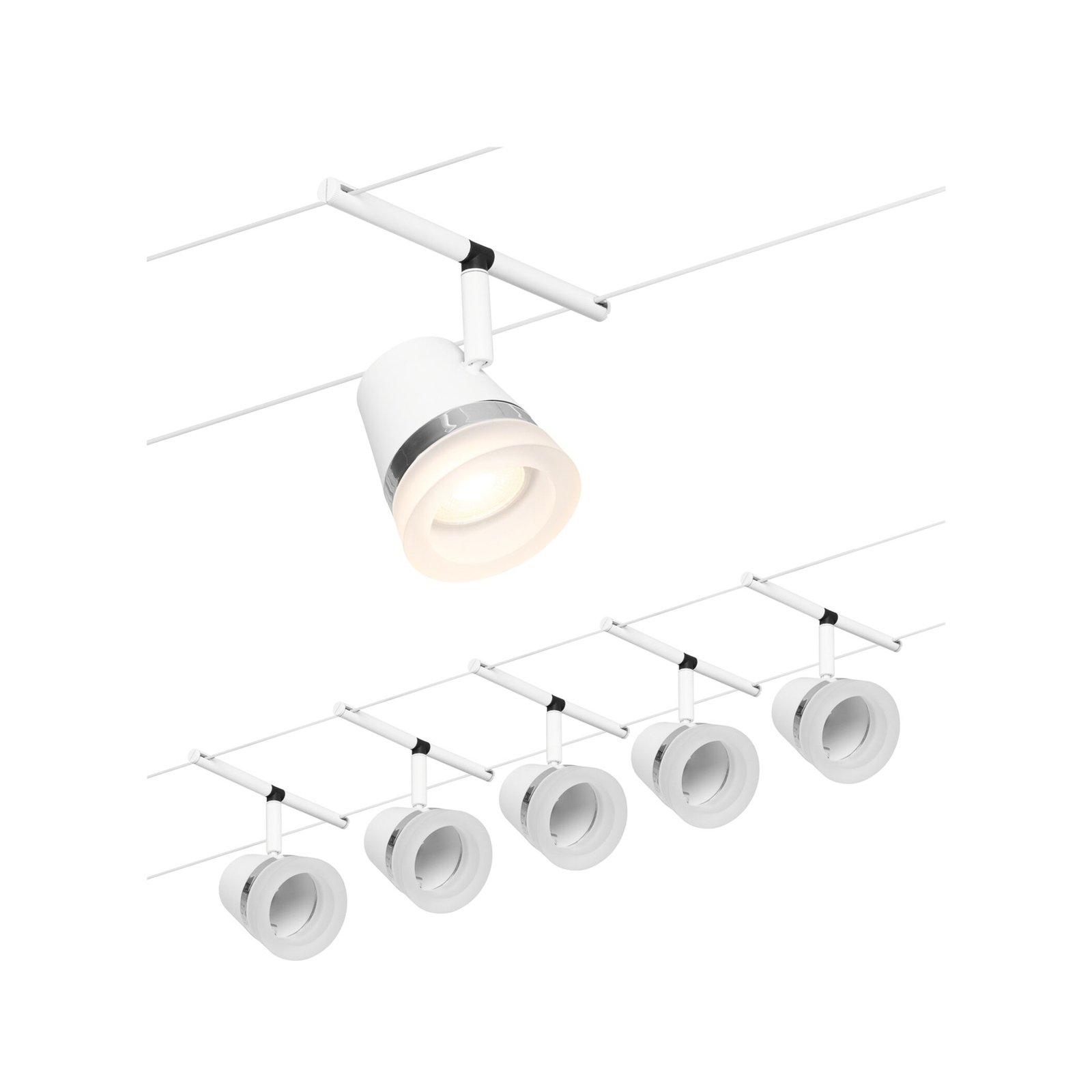 Paulmann Cone -vaijerijärjestelmä 5 lamppua valk.