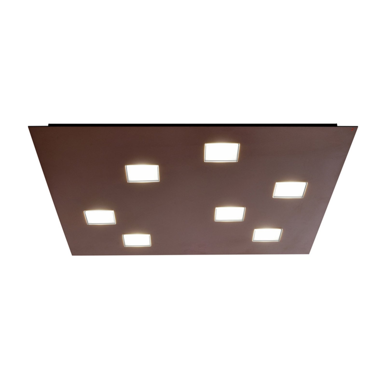 Vierkante LED plafondlamp Quarter, 7 LED's, bruin