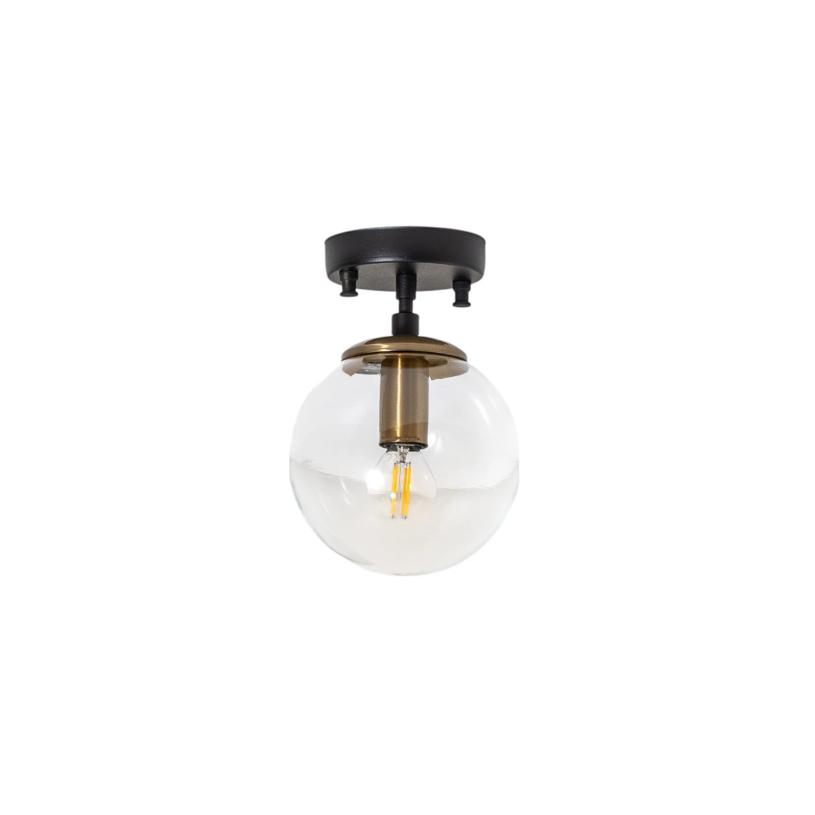 Plafonieră Atmaca 10205 auriu antic/negru sticlă transparentă Ø 15cm