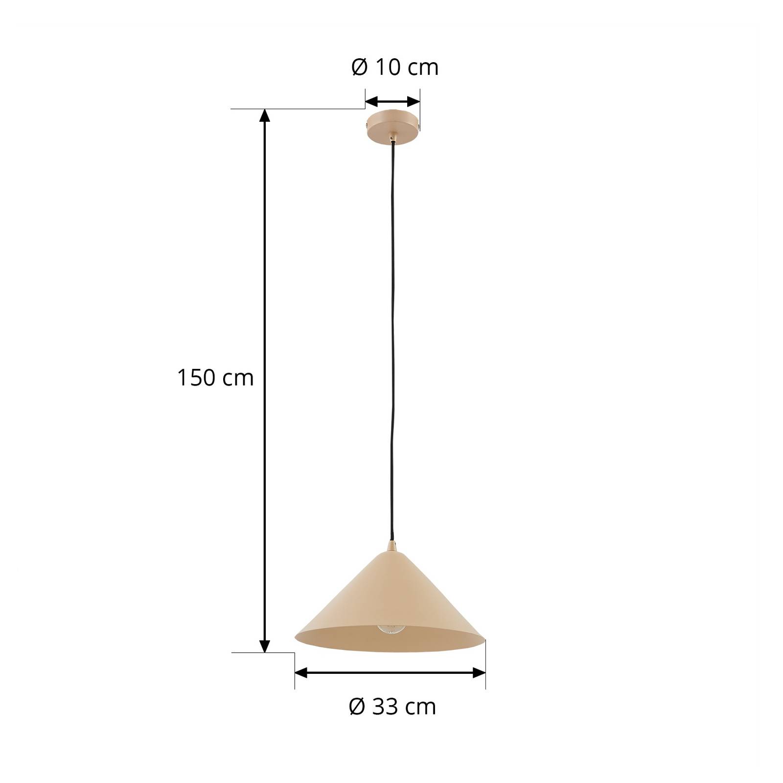 Lampa wisząca Lindby Clarine, beżowa, Ø 32 cm, metal